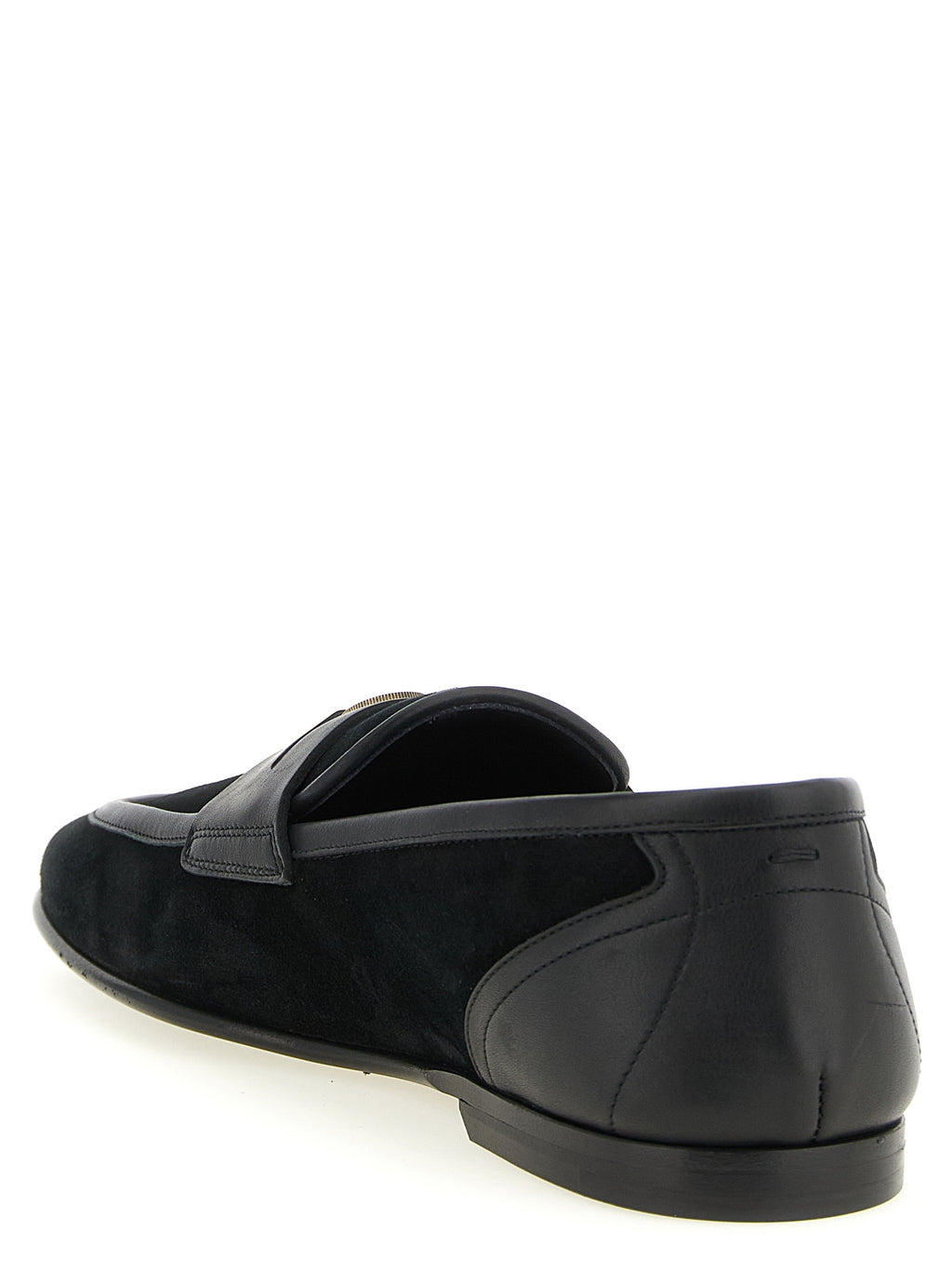 Chaussures mocassins Dolce & Gabbana en cuir de veau noir, sans lacets, style slip-on pour homme élégante et sophistiquée.