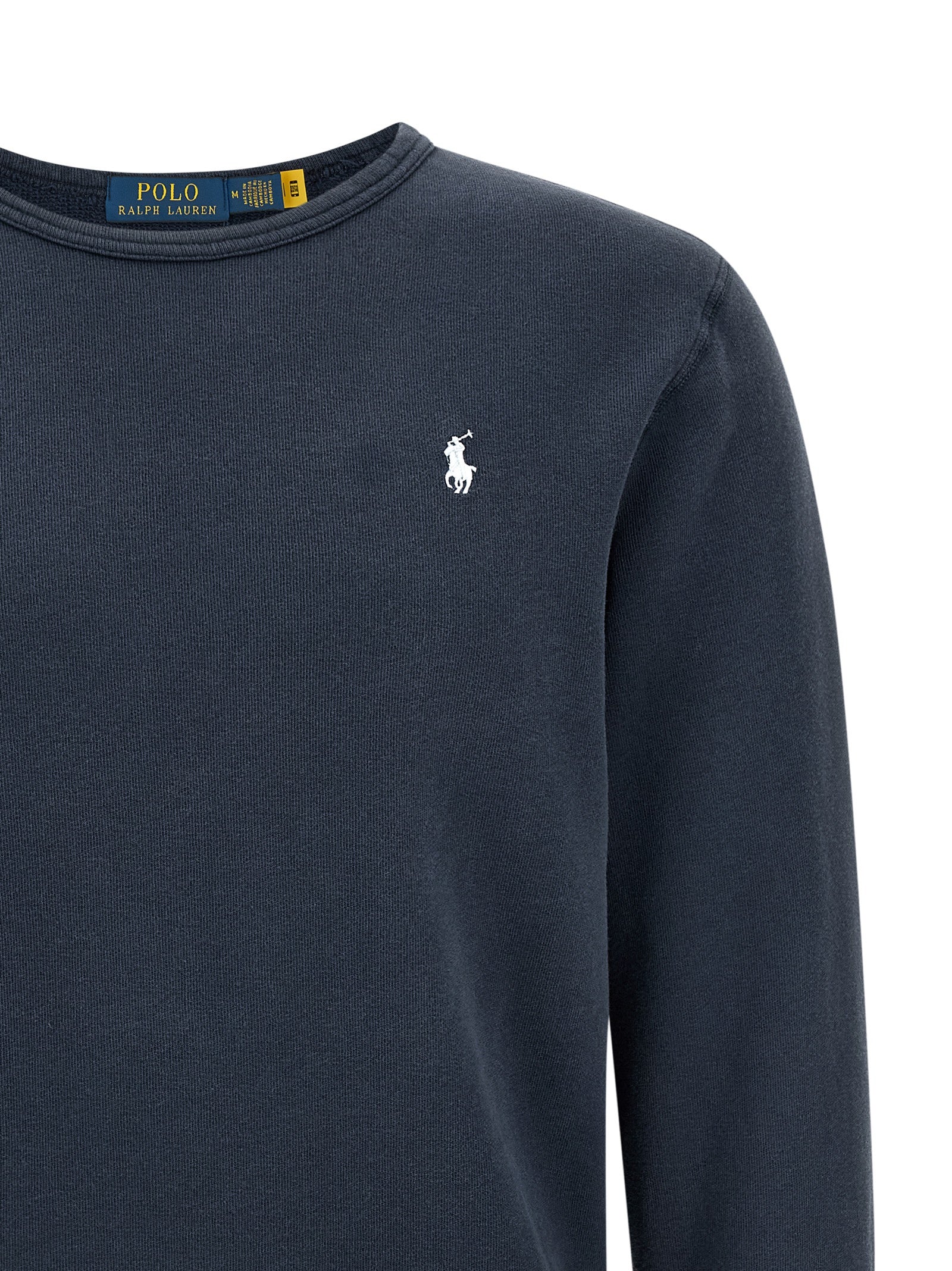 Sweat-shirt en coton bleu Polo Ralph Lauren, vue de face avec col rond et logo brodé sur la poitrine.