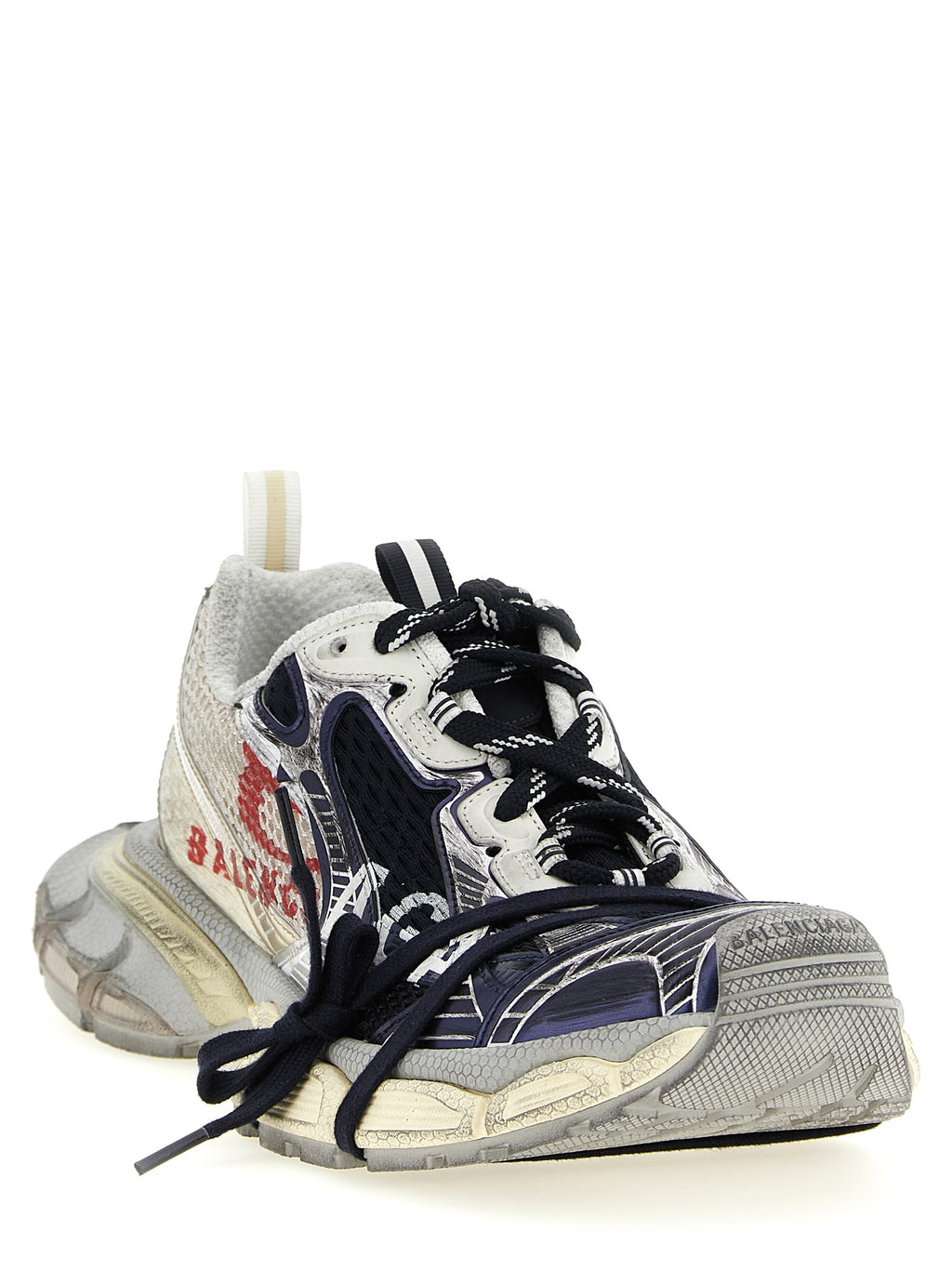 Chaussures de sport Balenciaga multicolores en polyethylene avec design athlétique et moderne, vues en gros plan.