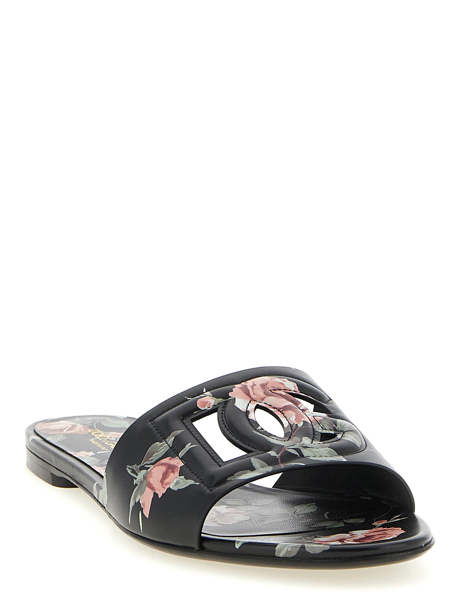 Sandales en cuir de veau noir Dolce & Gabbana, chaussures élégantes pour homme ou femme, avec design moderne et confortable.