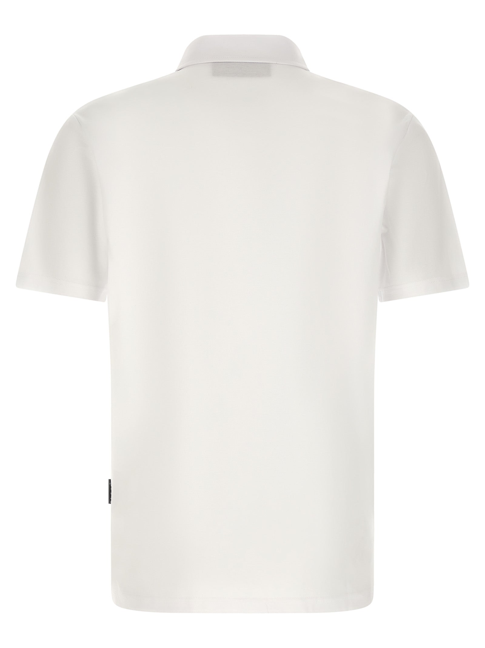 Chemise polo blanche en coton de la marque Philipp Plein, détail du logo sur la poitrine, tissu doux et confortable.