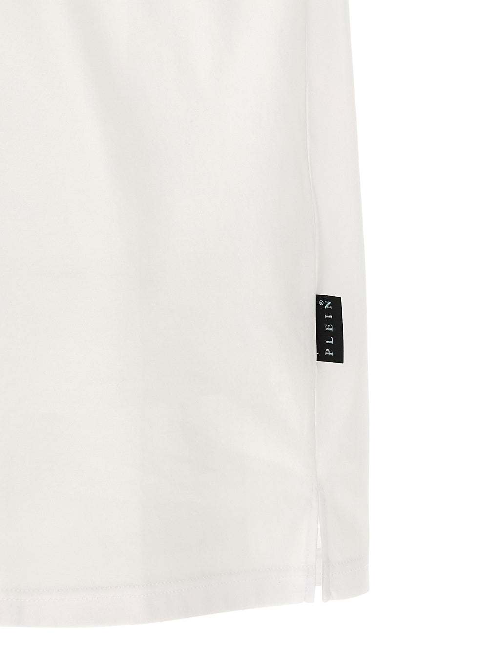 Chemise polo blanche en coton de la marque Philipp Plein, avec logo et détails élégants visibles sur l'image.