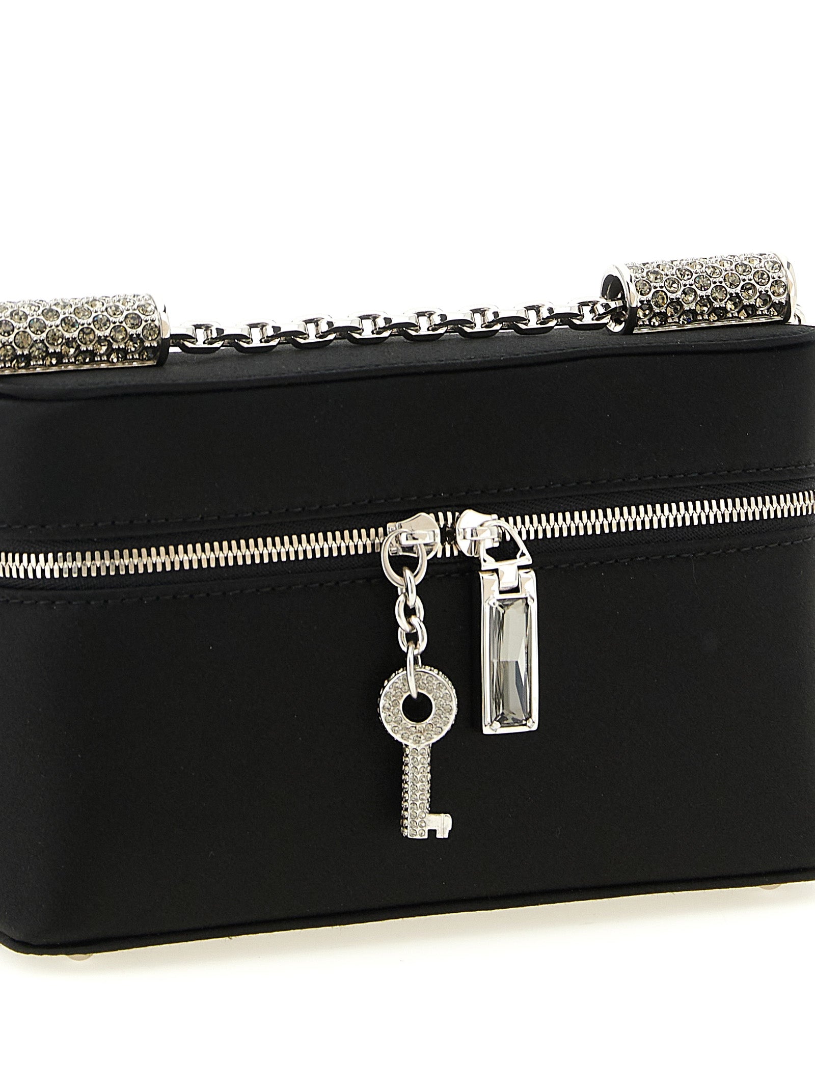 Sac à bandoulière noir Dolce & Gabbana en viscose, avec design élégant et détails sophistiqués.