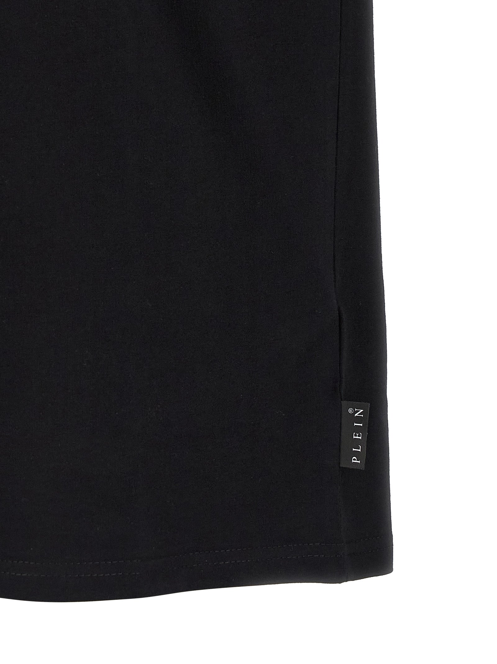 T-shirt noir en coton de la marque Philipp Plein, coupe classique avec logo imprimé sur la poitrine.
