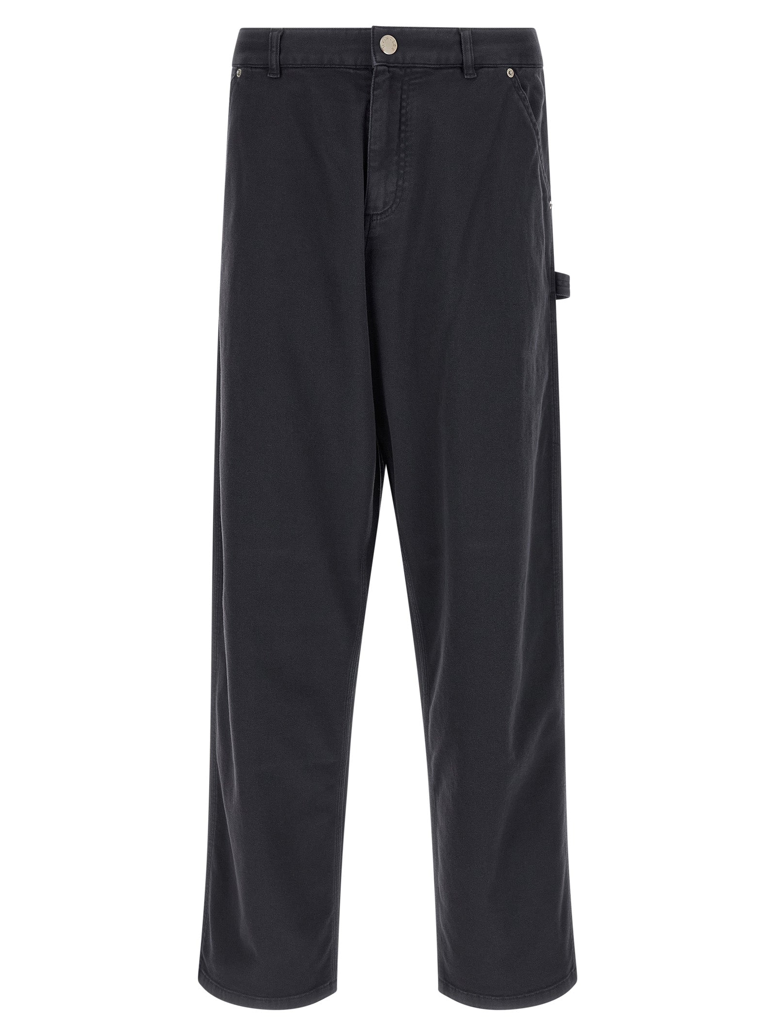 Pantalons cargo en coton bleu de la marque Moncler, avec poches latérales et coupe décontractée.