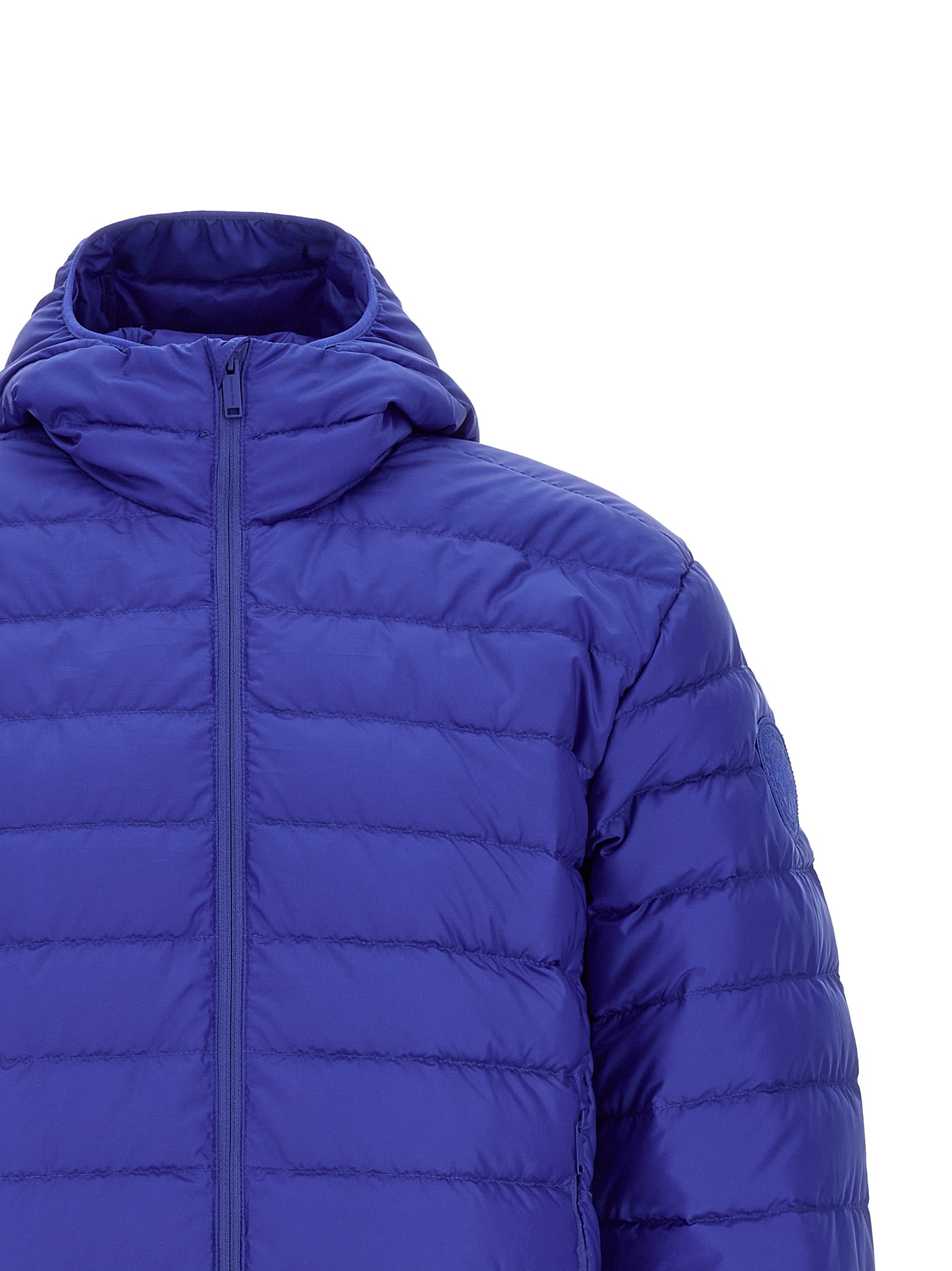 Veste longue en polyamide bleue de Canada Goose, coupe chaude et élégante pour l’hiver, avec capuche et fermeture frontale.