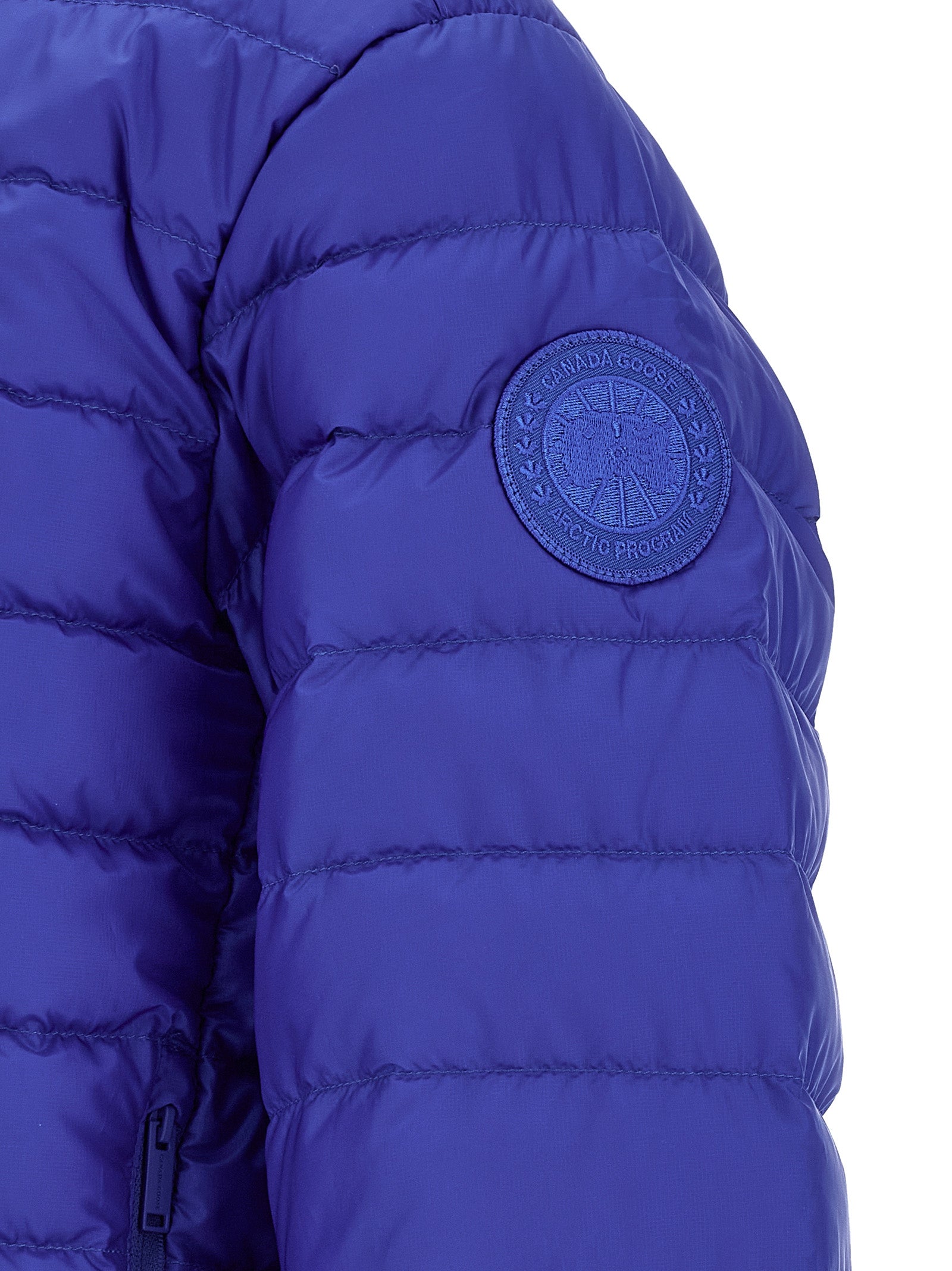 Veste longue en polyamide bleue de Canada Goose, isolante et résistante au vent, adaptée pour l'hiver.