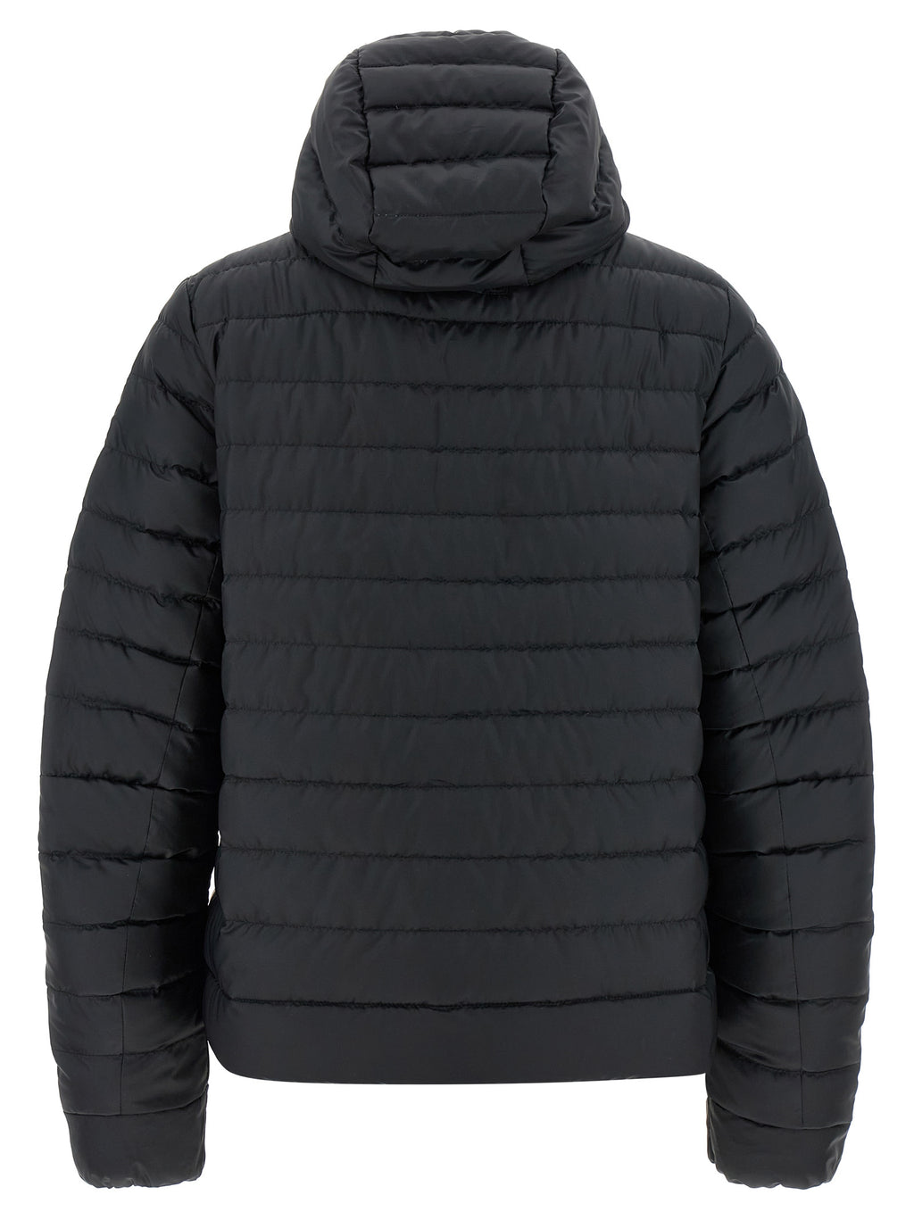 Veste longue en polyamide noire de Canada Goose, coupe-vent et résistante, avec capuche et fermeture zippée.
