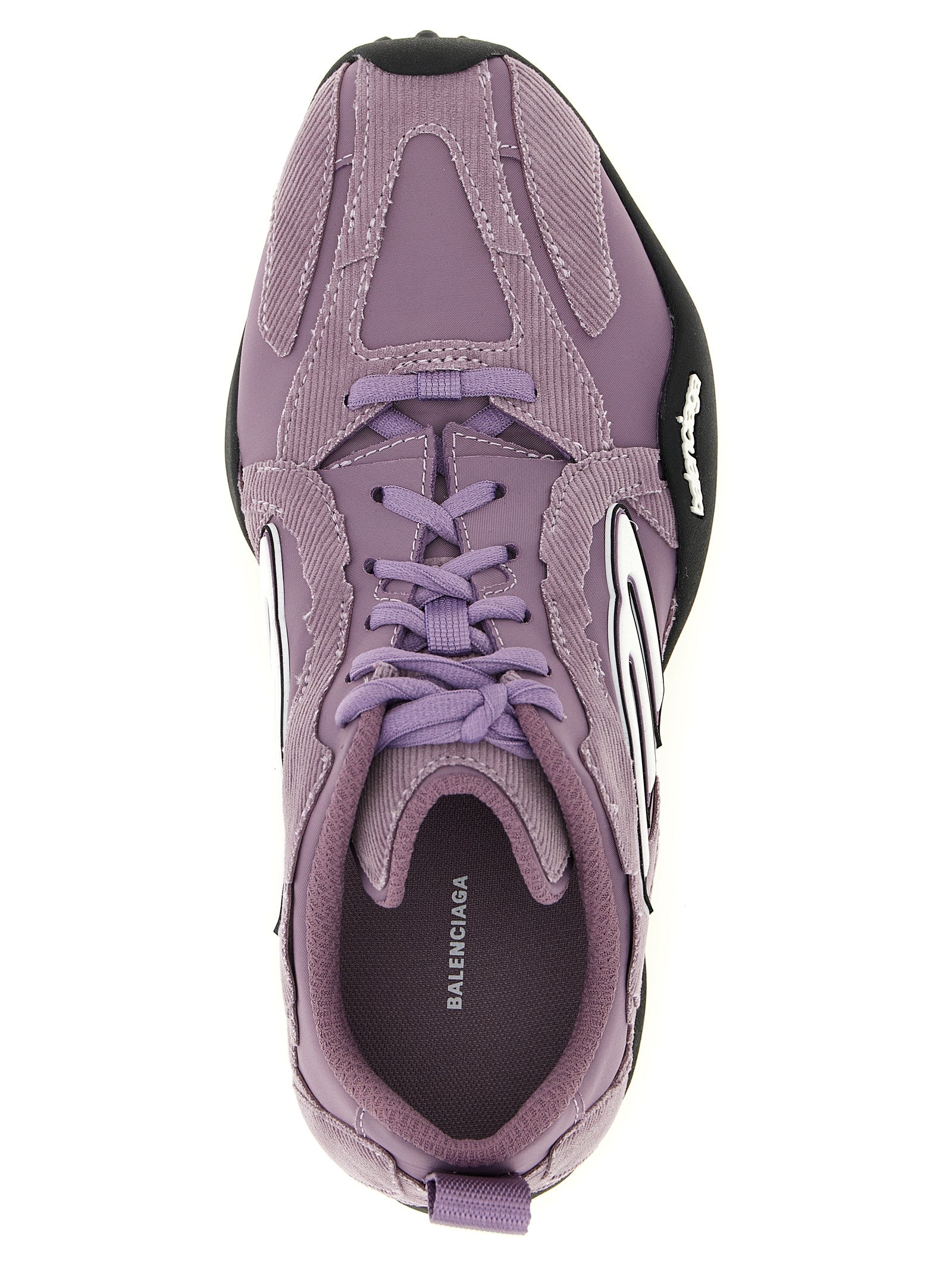 Chaussures de sport en polyester viole de Balenciaga, baskets athlétiques élégantes avec semelle blanche et design moderne.