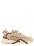 Chaussures de sport Fendi multicolores en polyamide avec semelle blanche et design moderne, vues de face.