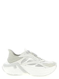 Sneakers athlétiques en cuir de veau gris de Fendi, design moderne et confortable pour le sport et le style décontracté.