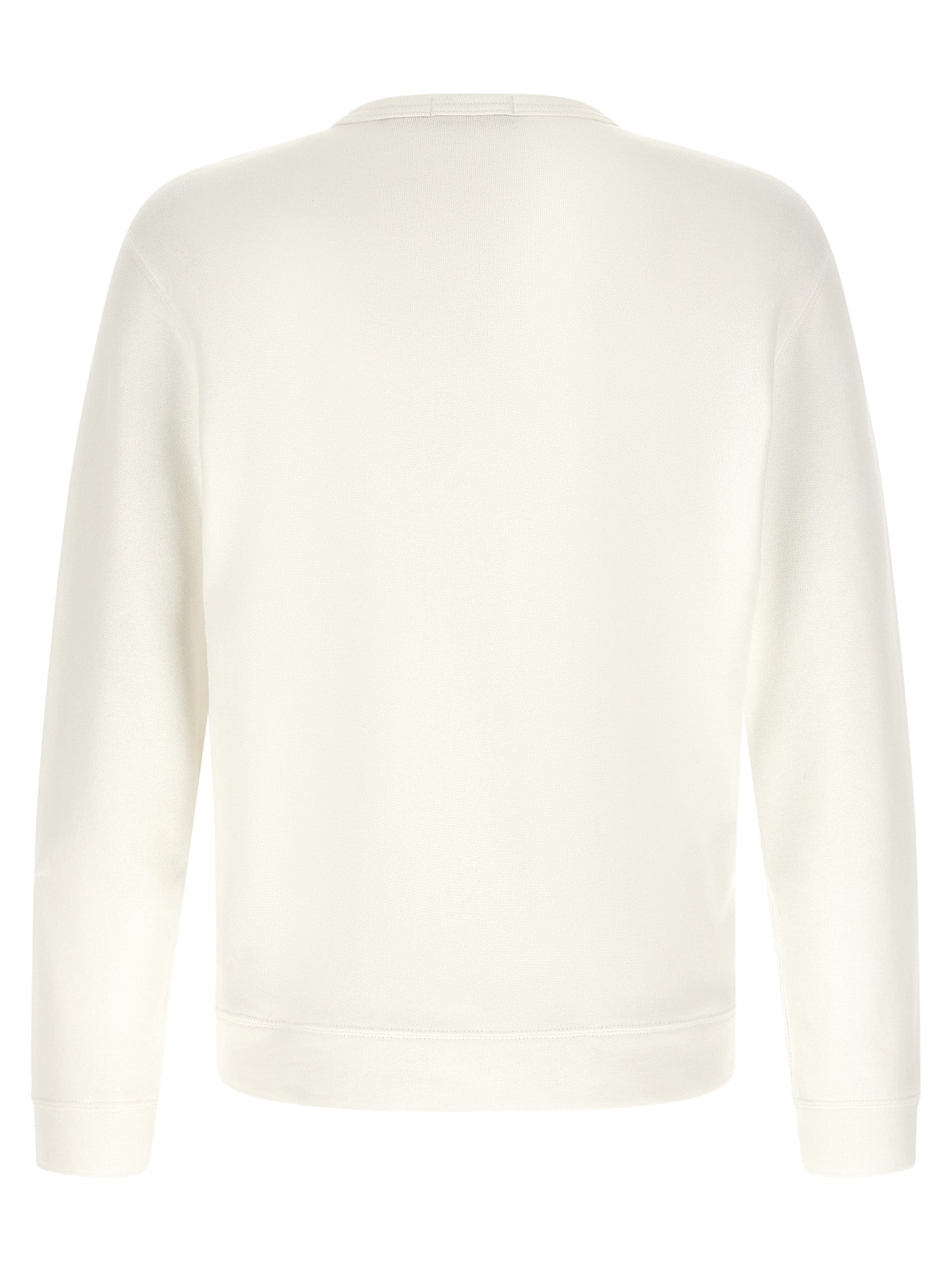 Pull blanc en coton Polo Ralph Lauren, sweat-shirt classique avec logo brodé sur la poitrine, vue de face.