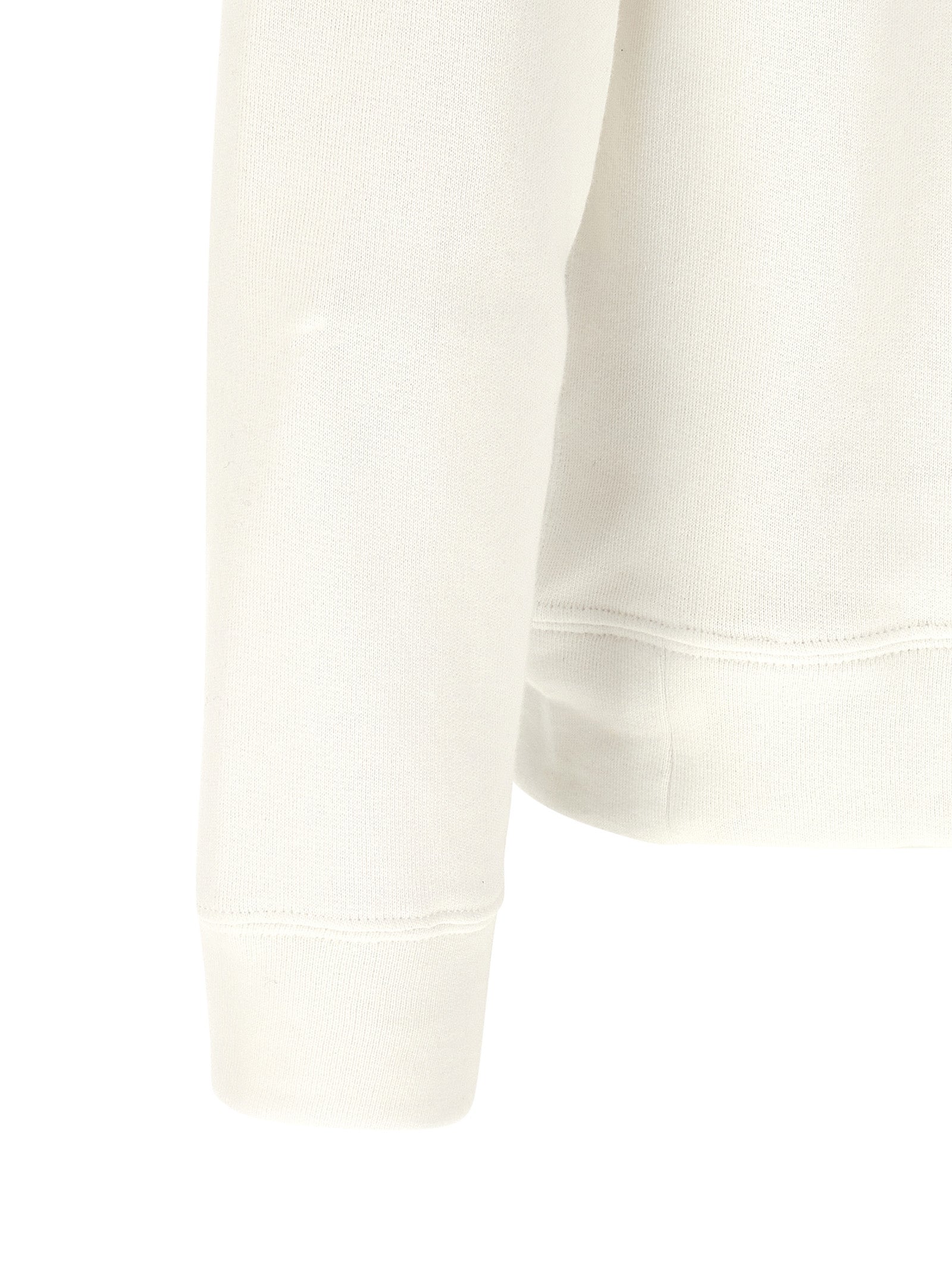 Sweatshirt en coton blanc Polo Ralph Lauren avec col ras du cou et logo brodé à la poitrine, vue de face.