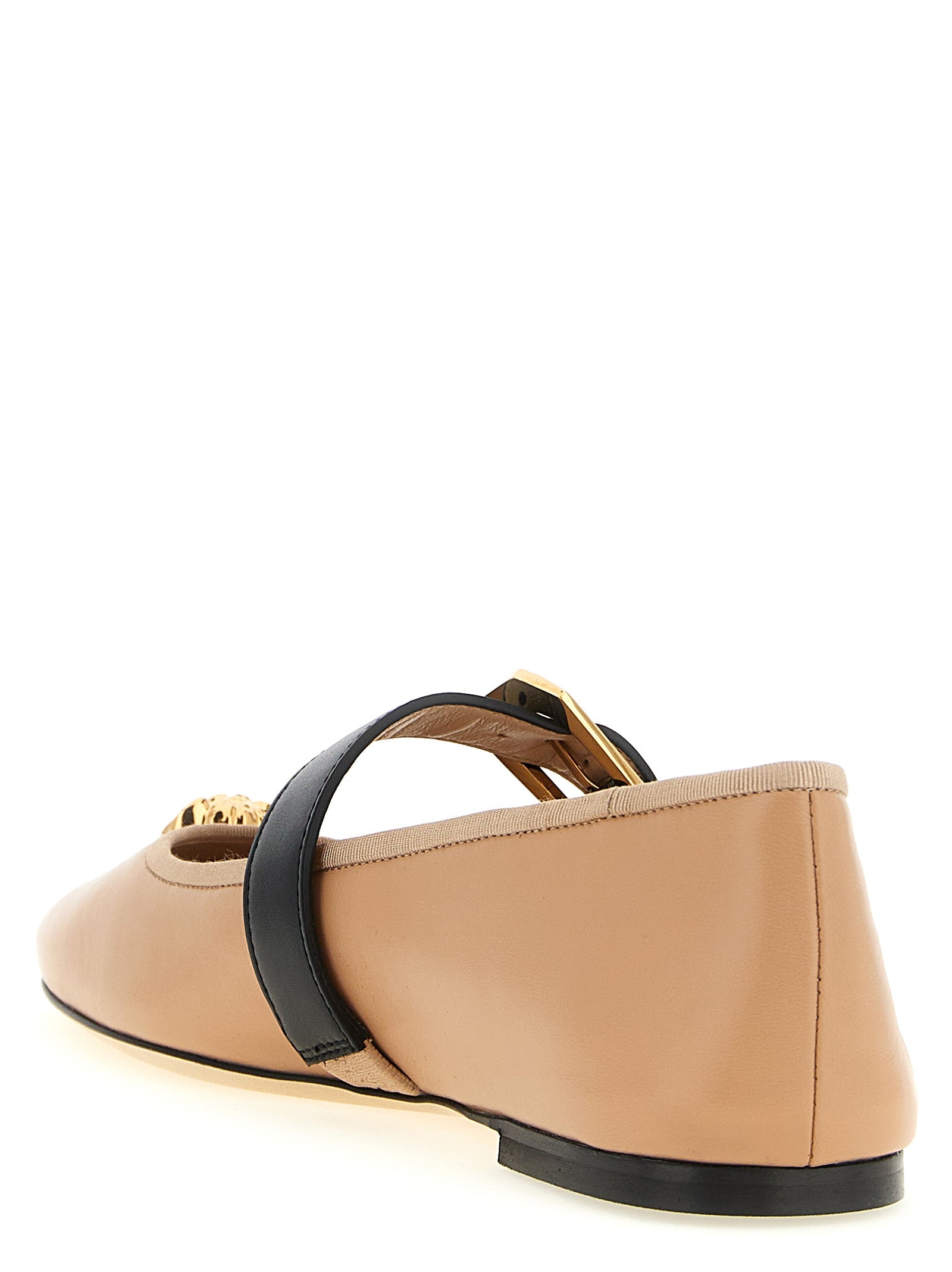 Chaussures ballerines en cuir d'agneau multicolore de Versace, style élégant avec détails colorés et finition de haute qualité.