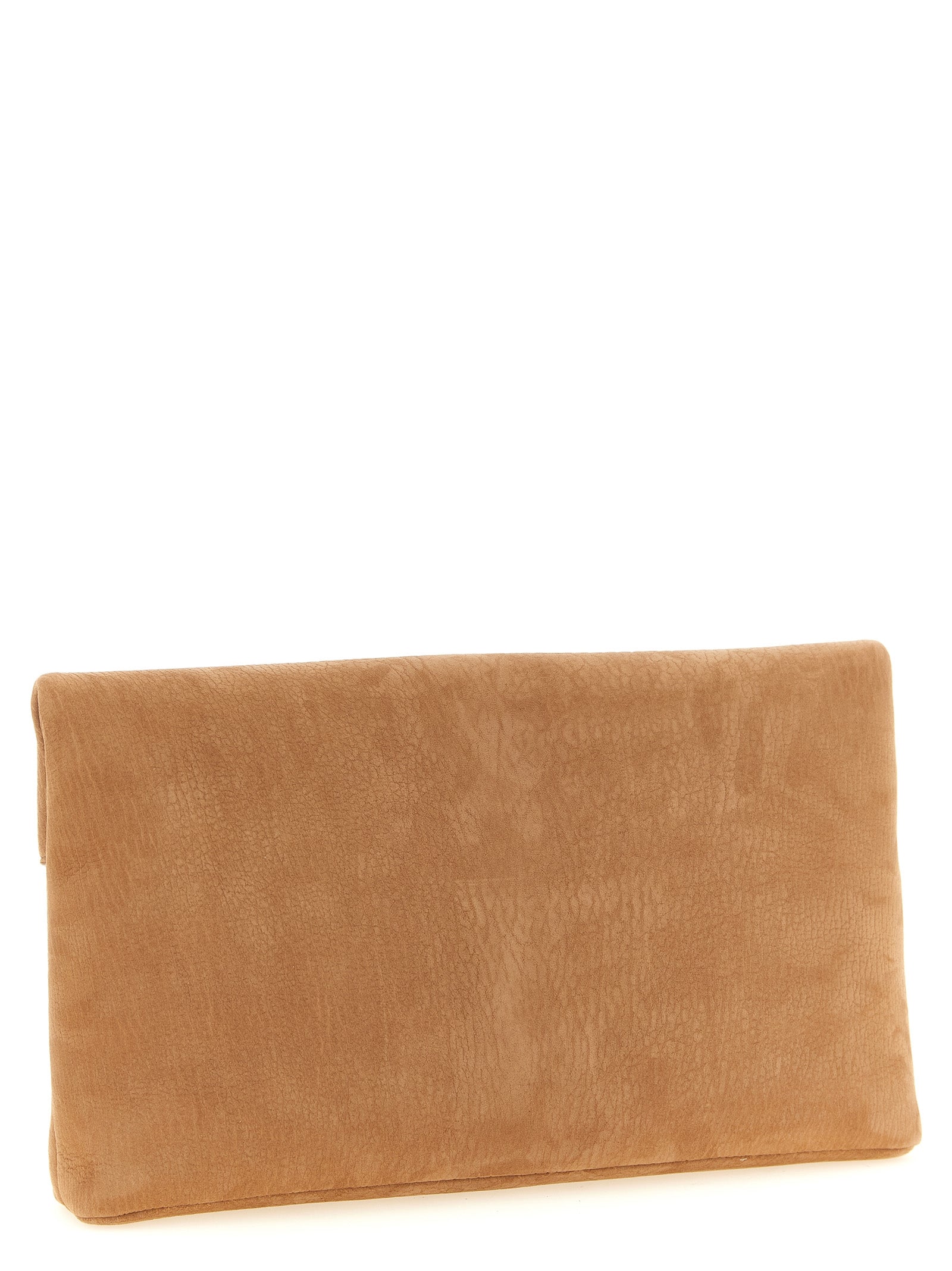 Sac à clutch en cuir d'agneau marron de Saint Laurent, élégant et sophistiqué, avec détails raffinés et finition de haute qualité.