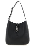 Sac à épaule en cuir de veau noir de Saint Laurent avec détails élégants et finition raffinée, vue de face.