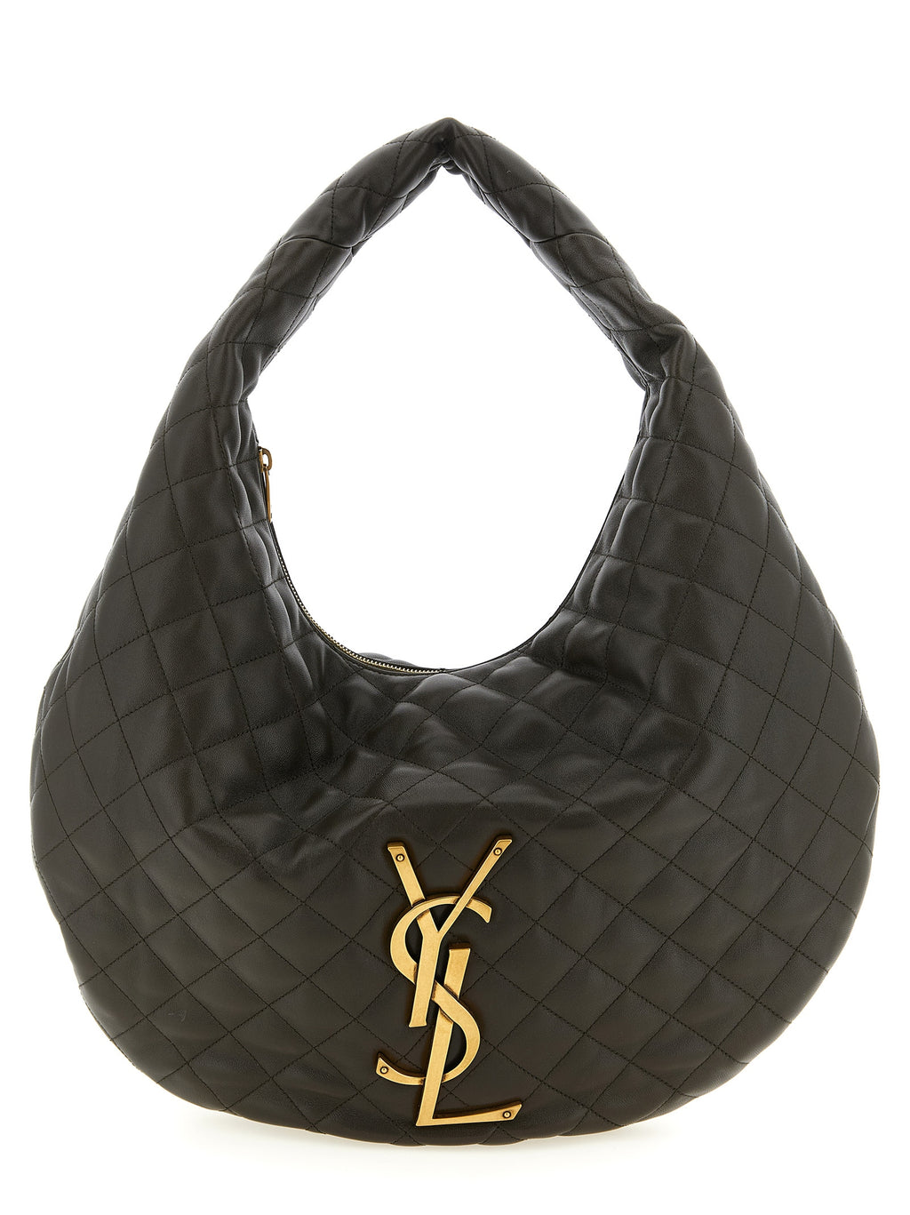 Sac à main Saint Laurent en cuir d'agneau marron, sacoche épaule élégante avec finition raffinée, visible en détail.