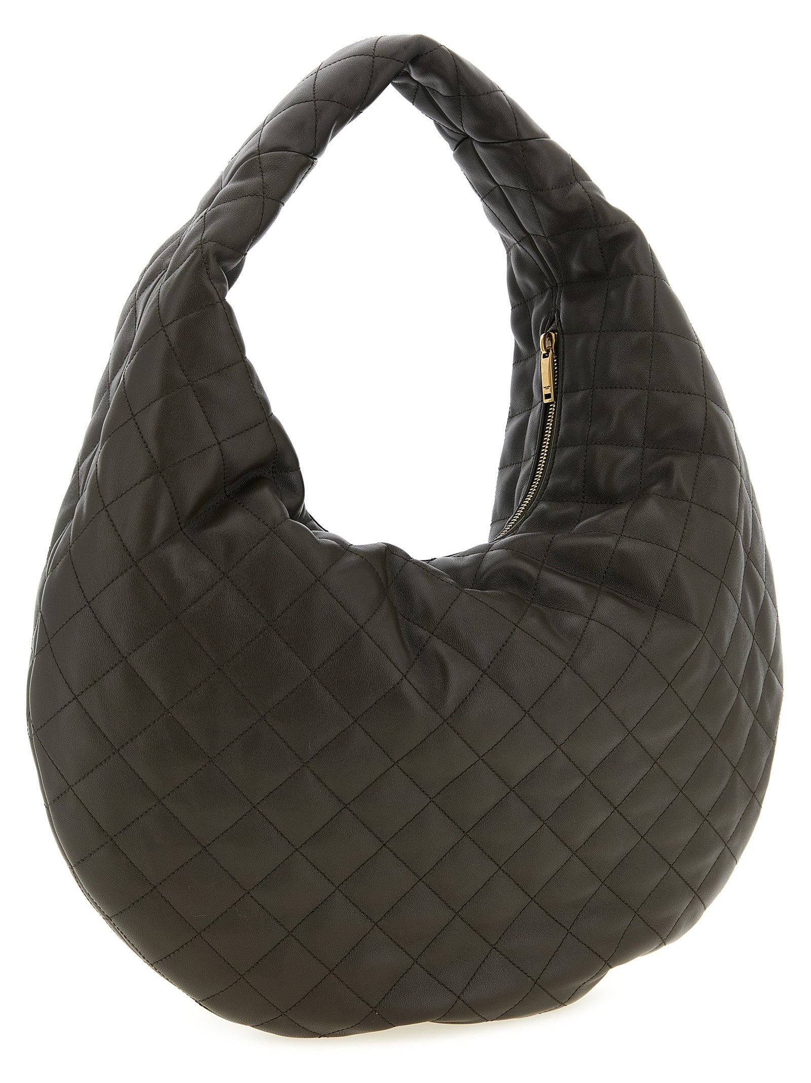 Sac à main en cuir d'agneau marron de Saint Laurent, sac à bandoulière élégant avec détails sophistiqués.