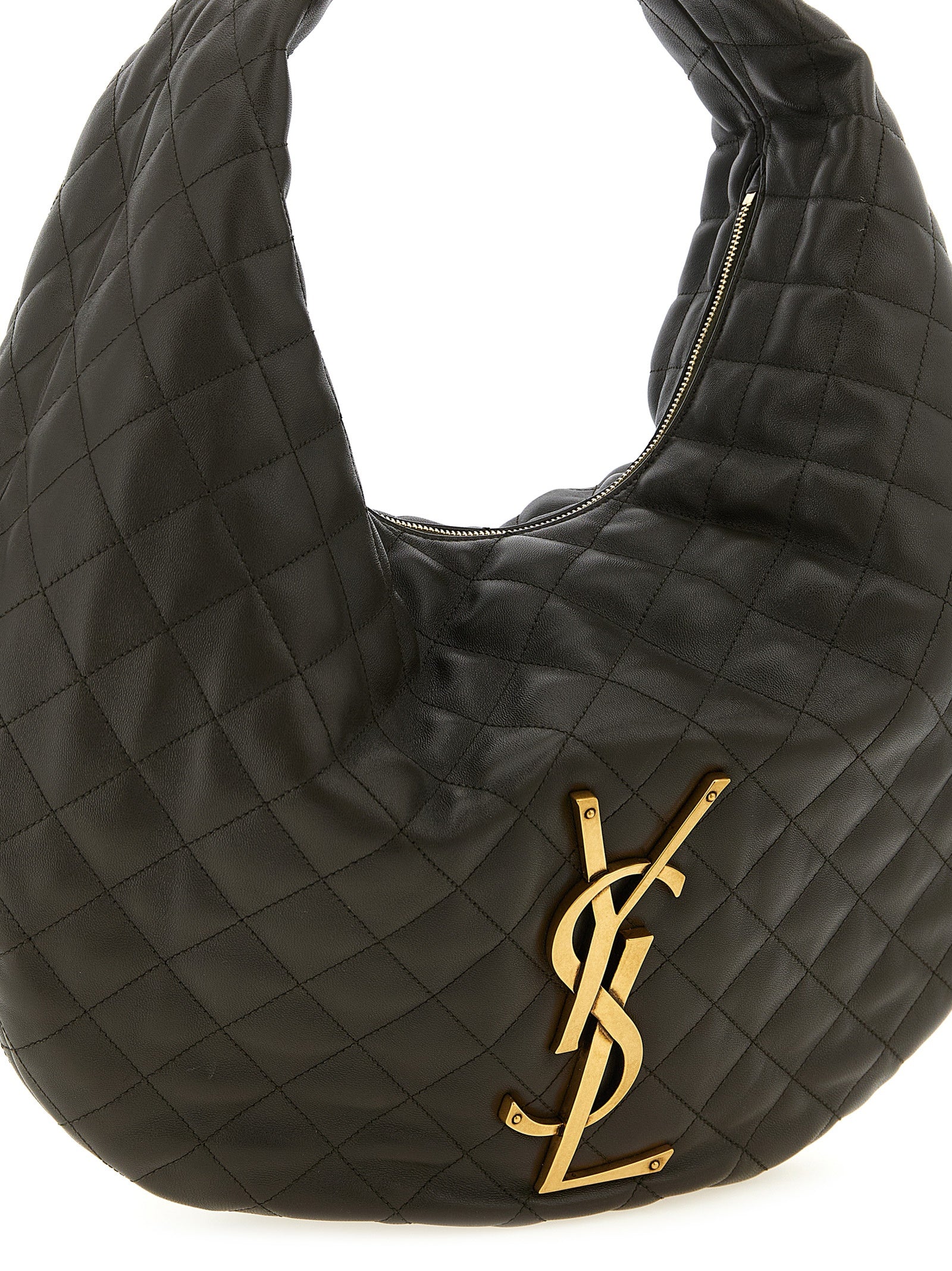 Sac à épaule en cuir d'agneau marron de Saint Laurent, élégant et sophistiqué, avec finition de haute qualité visible dans l'image.