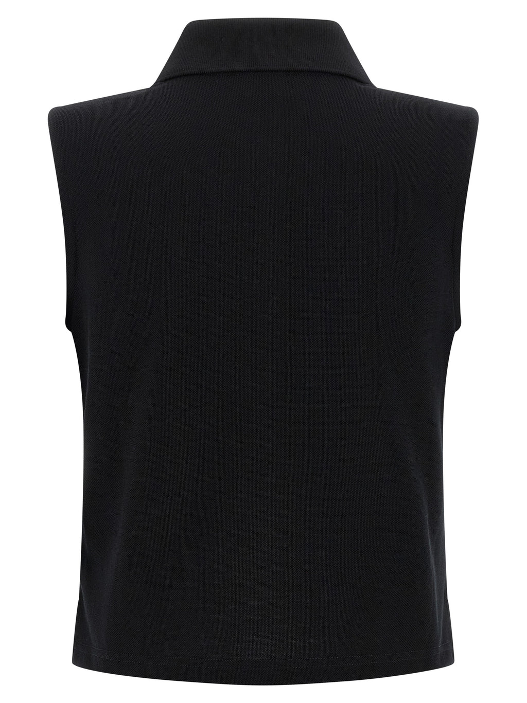 Chemise polo noire en coton de Saint Laurent, détail du col et de la texture du tissu visible.