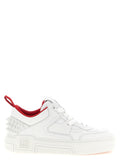 Sneakers athlétiques en cuir de veau blanc de Christian Louboutin, chaussures de sport élégantes pour homme ou femme.