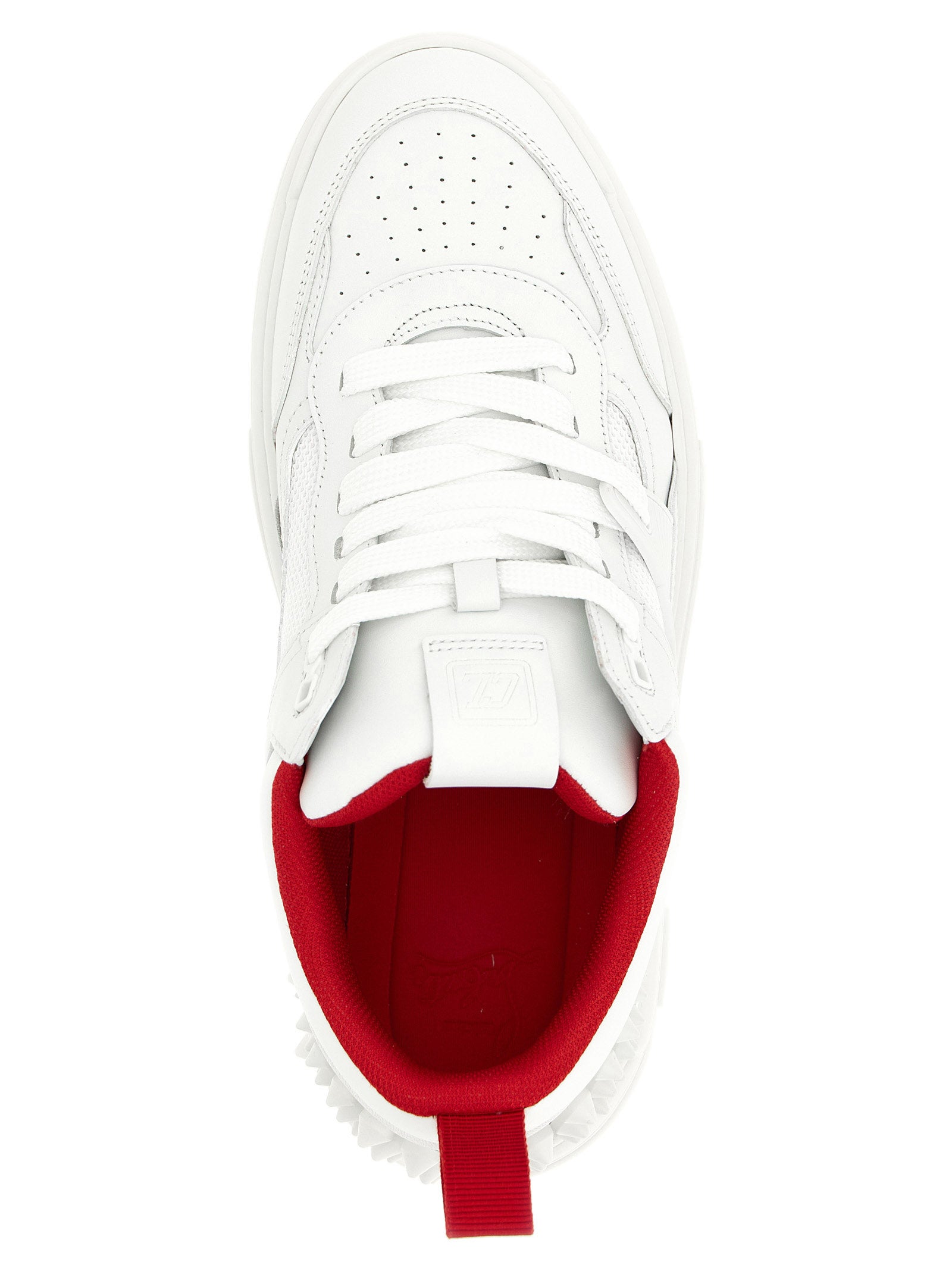 Baskets athlétiques en cuir de veau blanc de Christian Louboutin, style moderne et élégant pour la sportivité.