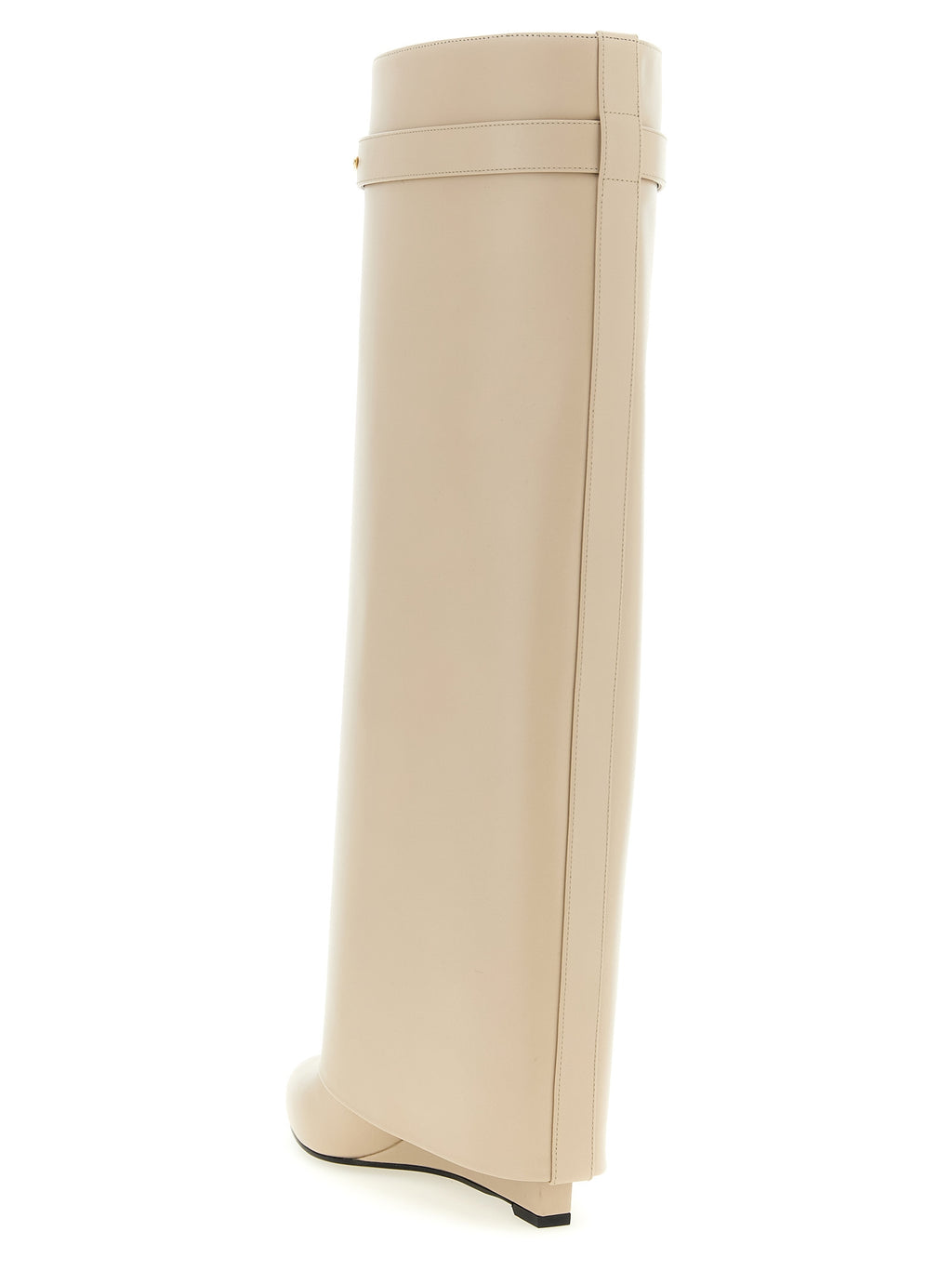 Bottes beige en cuir de veau Givenchy, longues au-dessus du genou, avec design élégant et sophistiqué.