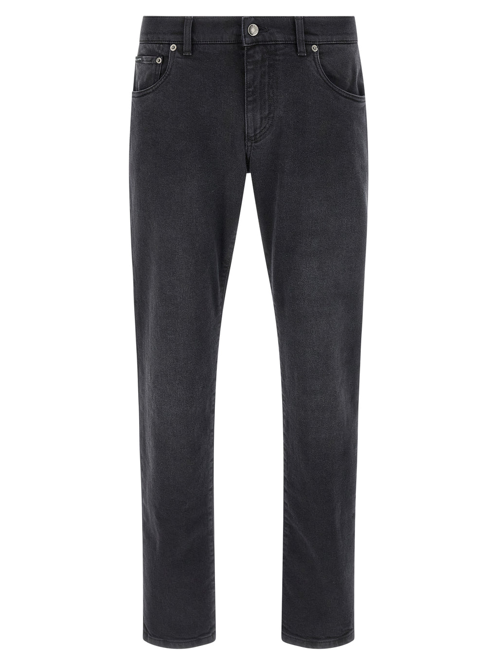 Jeans droits en coton noir de Dolce & Gabbana, style classique et coupe ajustée, visible devant.
