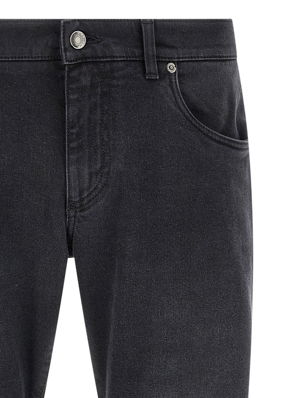 Jeans droits en coton noir Dolce & Gabbana, style classique et ajusté, avec détails de couture visibles.