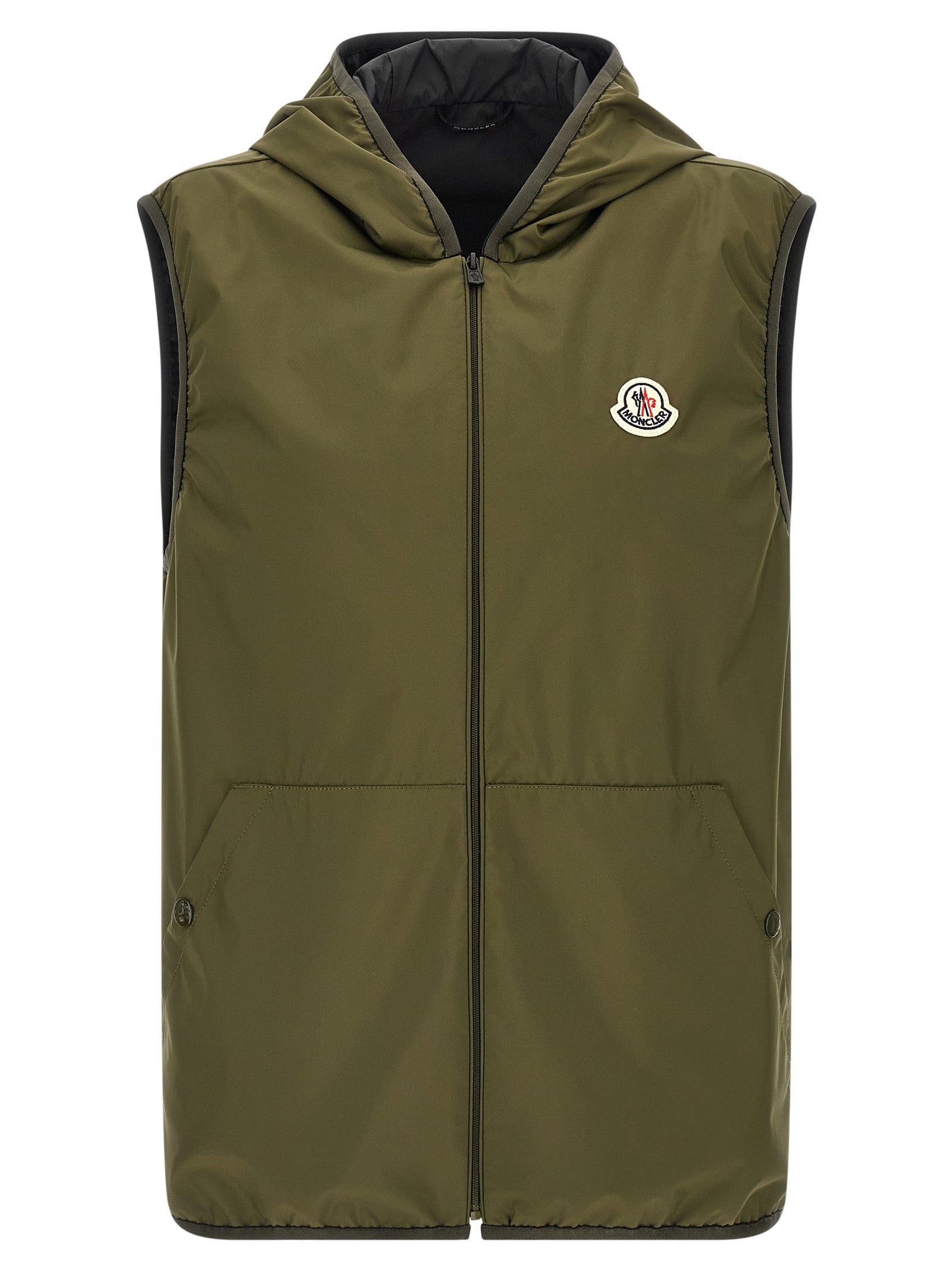 Veste en polyester multicolore Moncler, coupe-vent et élégante, visible en gros plan sur fond neutre.