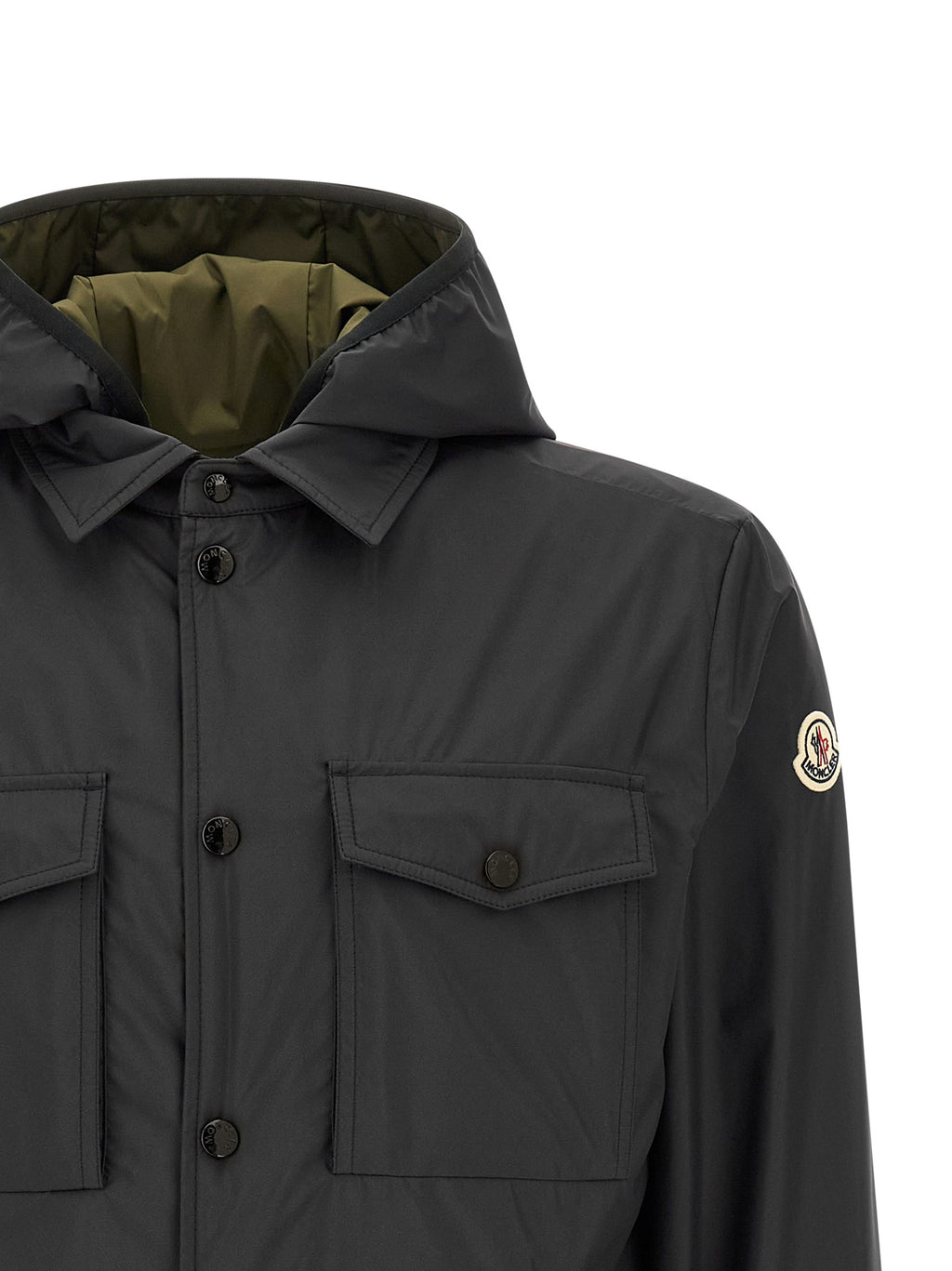 Veste en polyester multicolore Moncler, coupe-vent et imperméable, avec capuche et fermeture éclair.