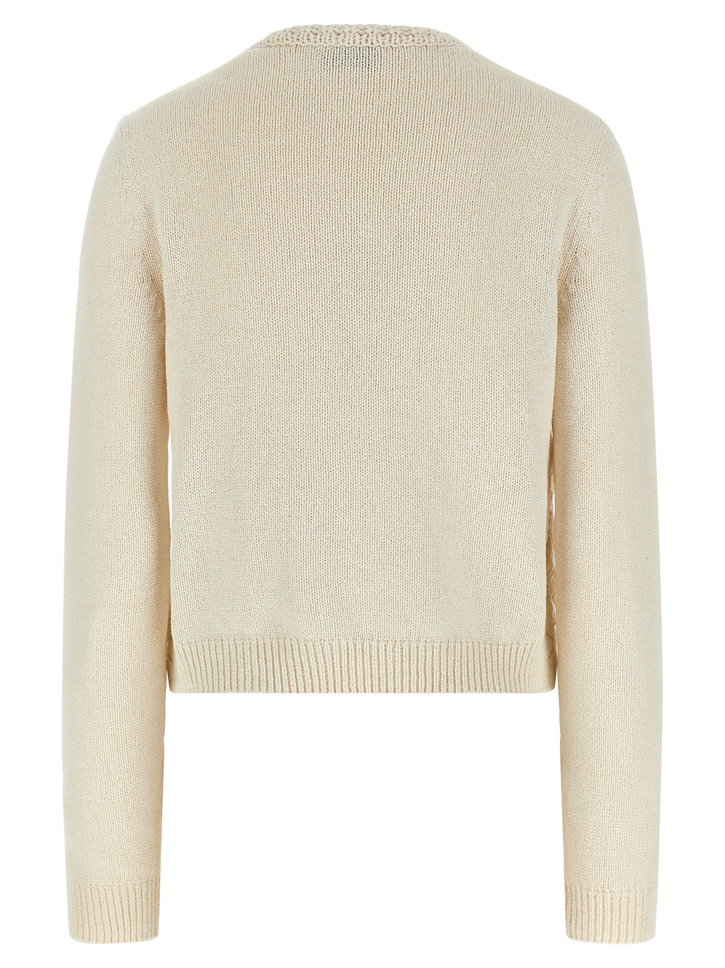 Cardigan en coton beige Moncler, doux et confortable, avec détails de finition élégants.