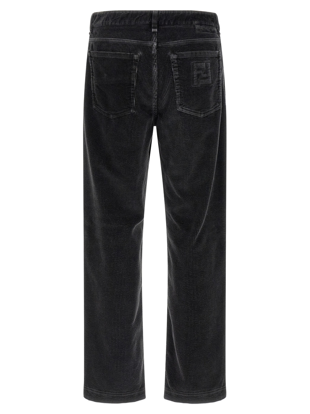 Pantalons décontractés gris en coton de la marque Fendi, vue de face avec détail de la coupe et de la texture du tissu.