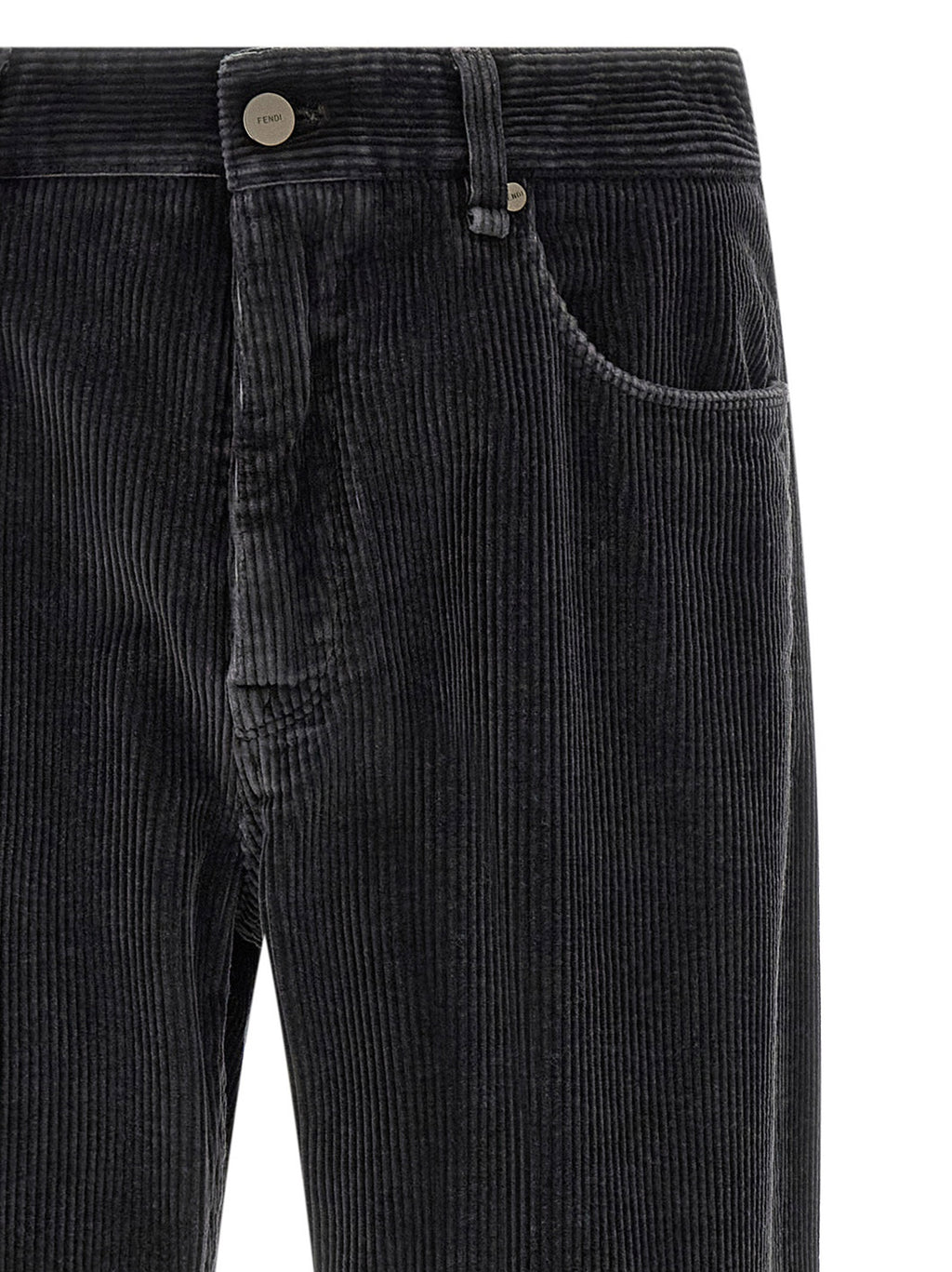 Pantalons décontractés gris en coton de la marque Fendi, coupe confortable visible sur l'image.
