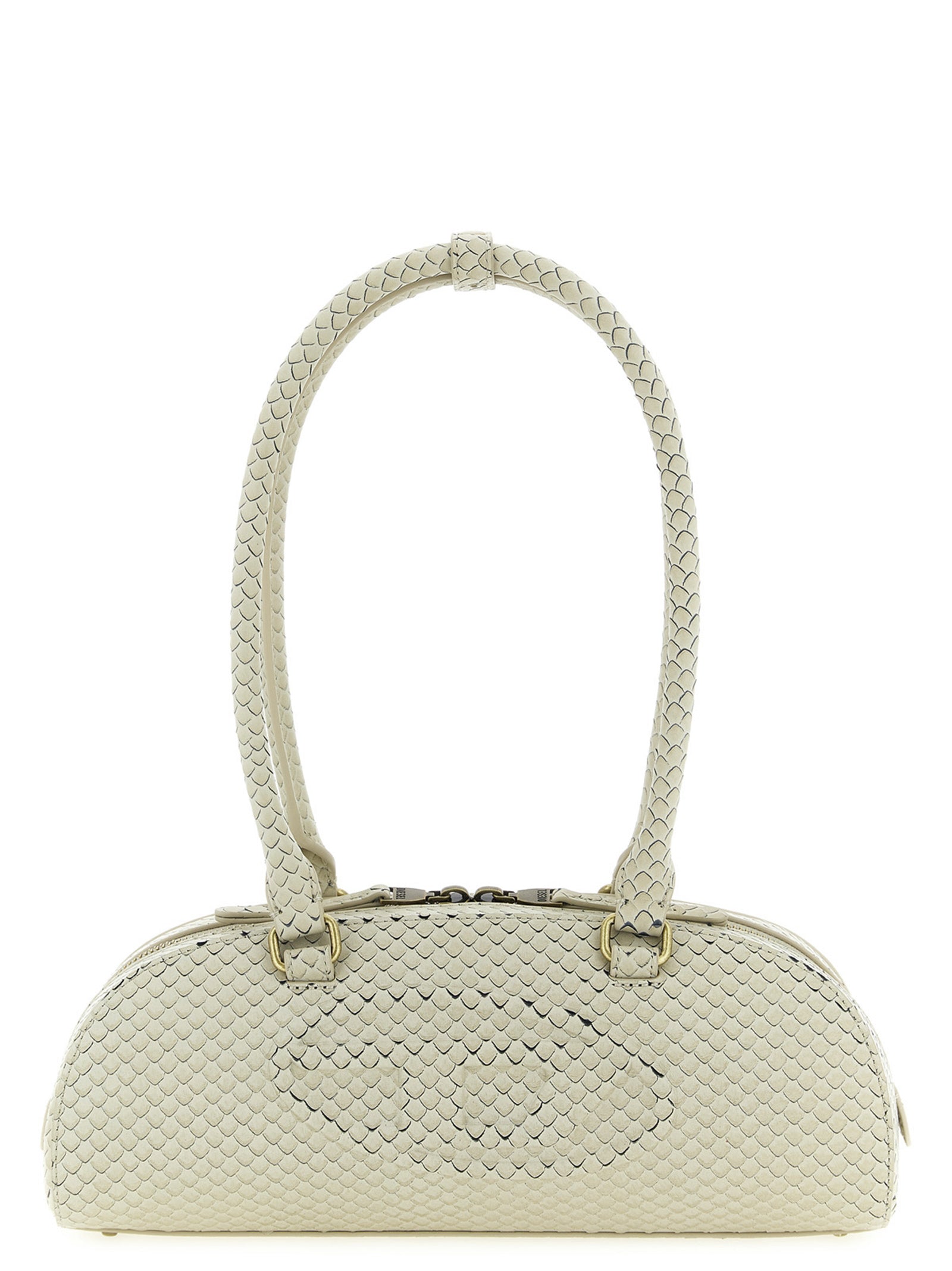 Sac à bandoulière Diesel beige en fibres mixtes, avec poches et détails modernes, visible sur l'image.