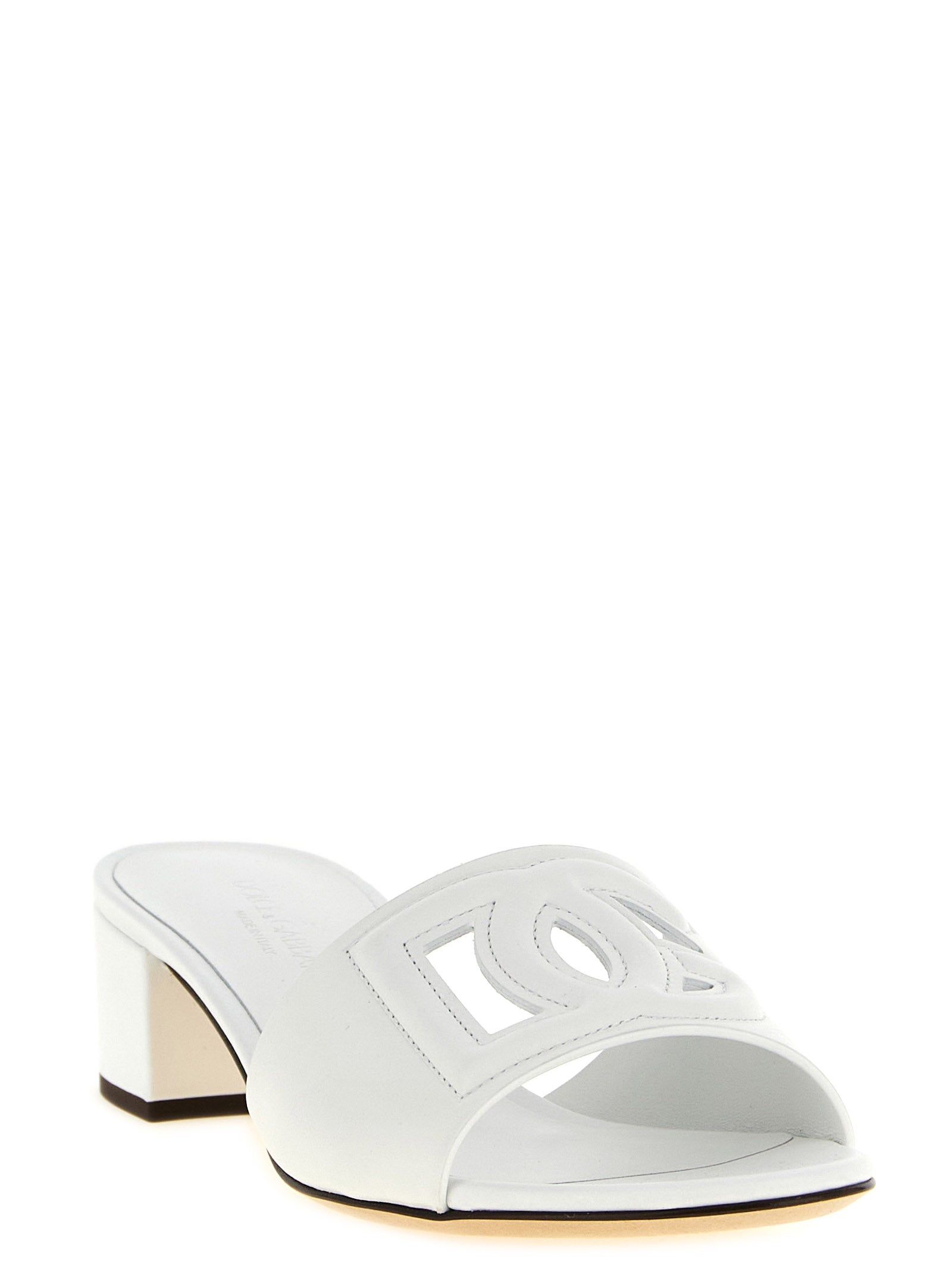 Dolce & Gabbana Plateau-Sandalen aus weißem Kalbsleder