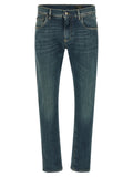 Jeans slim en coton bleu de Dolce & Gabbana, ajustés, avec poches arrière et détails classiques.