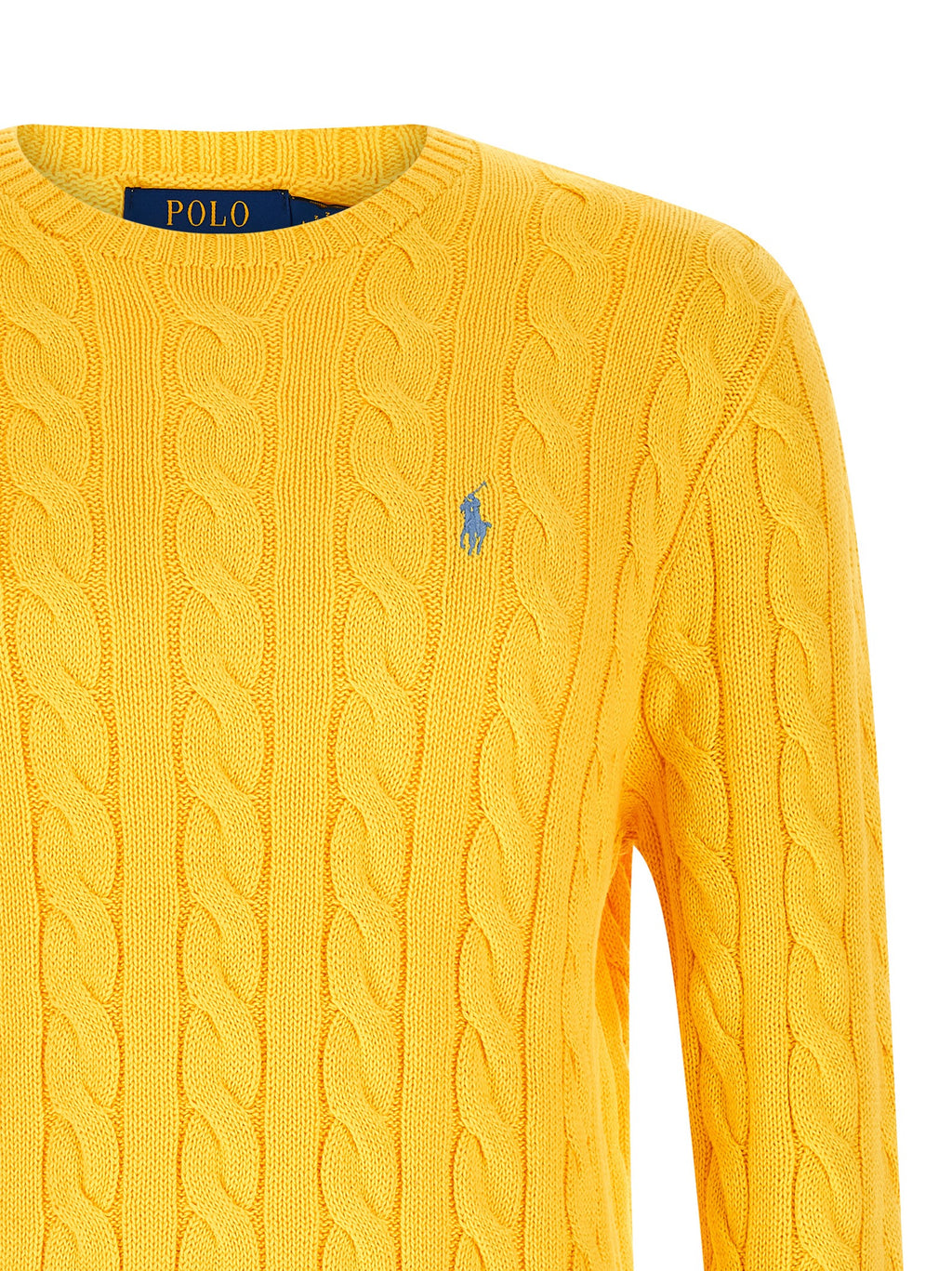 Cardigan bicolore en coton Polo Ralph Lauren, à manches longues et col en V, porté sur un mannequin.
