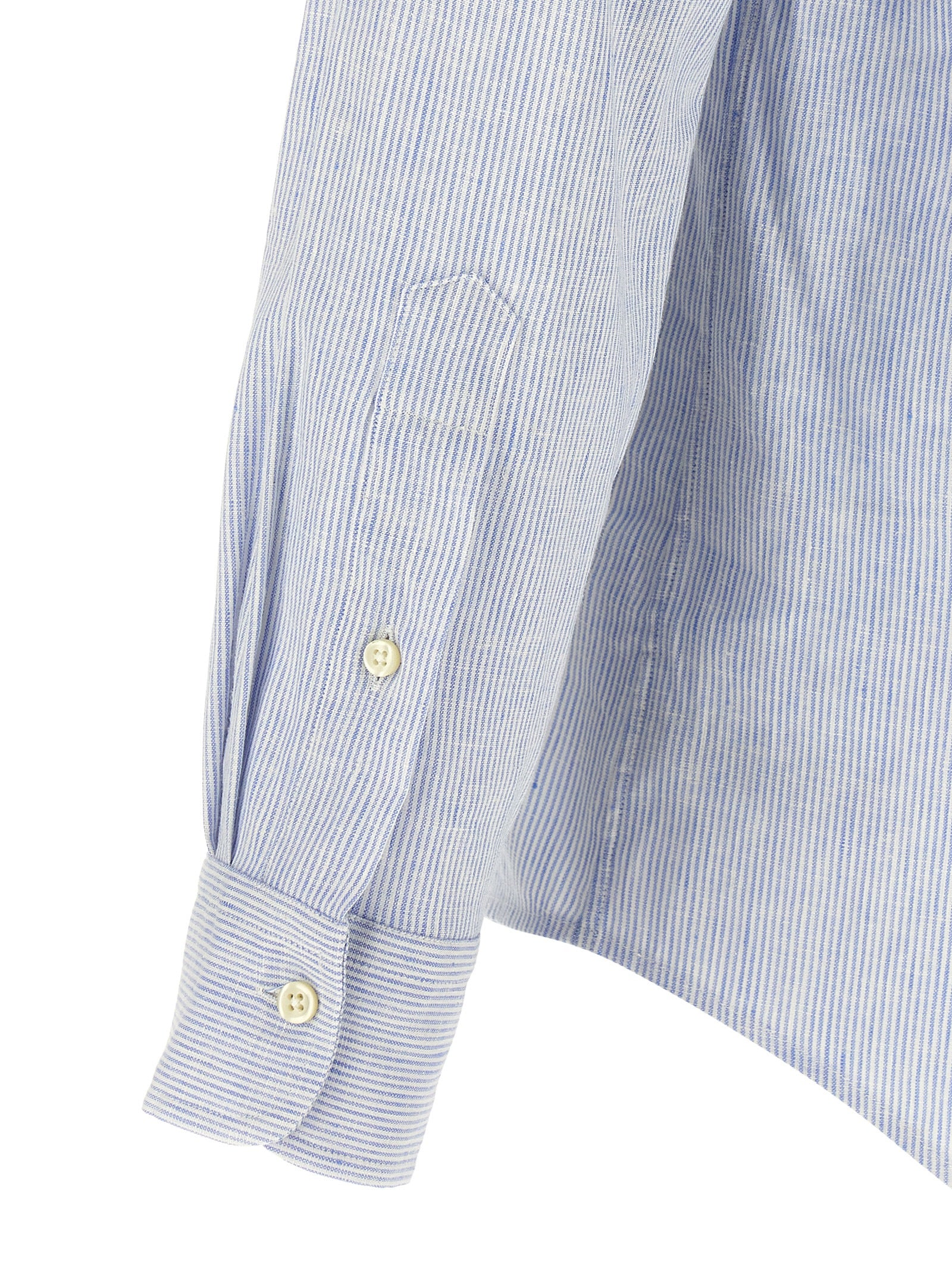 Chemise en lin bleue Polo Ralph Lauren, blouse élégante avec col et manches longues, parfaite pour un look décontracté chic.