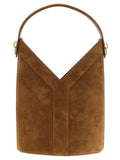 Sac à épaule en veau marron de Saint Laurent, élégant et sophistiqué, avec détails en cuir visible sur l'image.