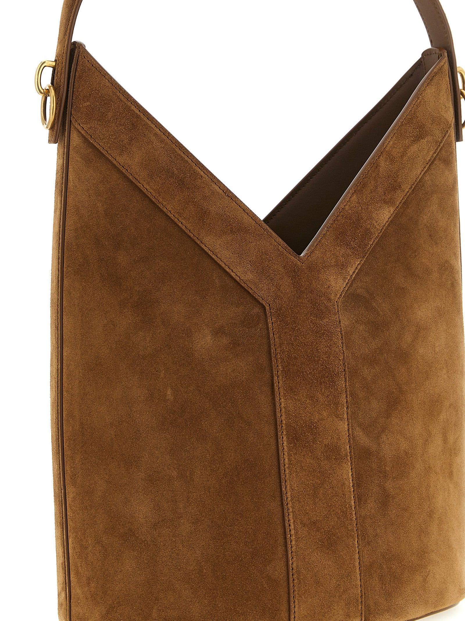 Sac à bandoulière en cuir de veau marron de Saint Laurent, avec détails élégants et finition soignée.