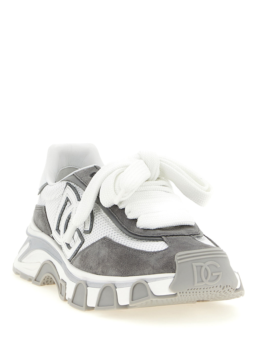Sneakers de sport en polyester gris de Dolce & Gabbana, chaussures athlétiques modernes pour hommes.