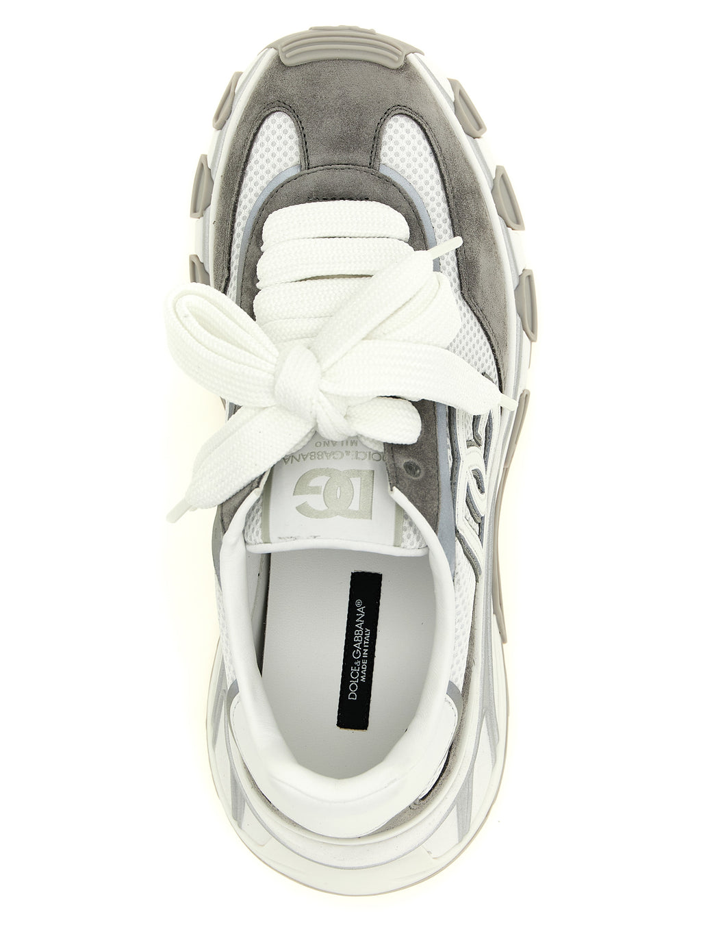 Chaussures de sport en polyester gris Dolce & Gabbana, baskets athlétiques pour hommes avec design moderne.