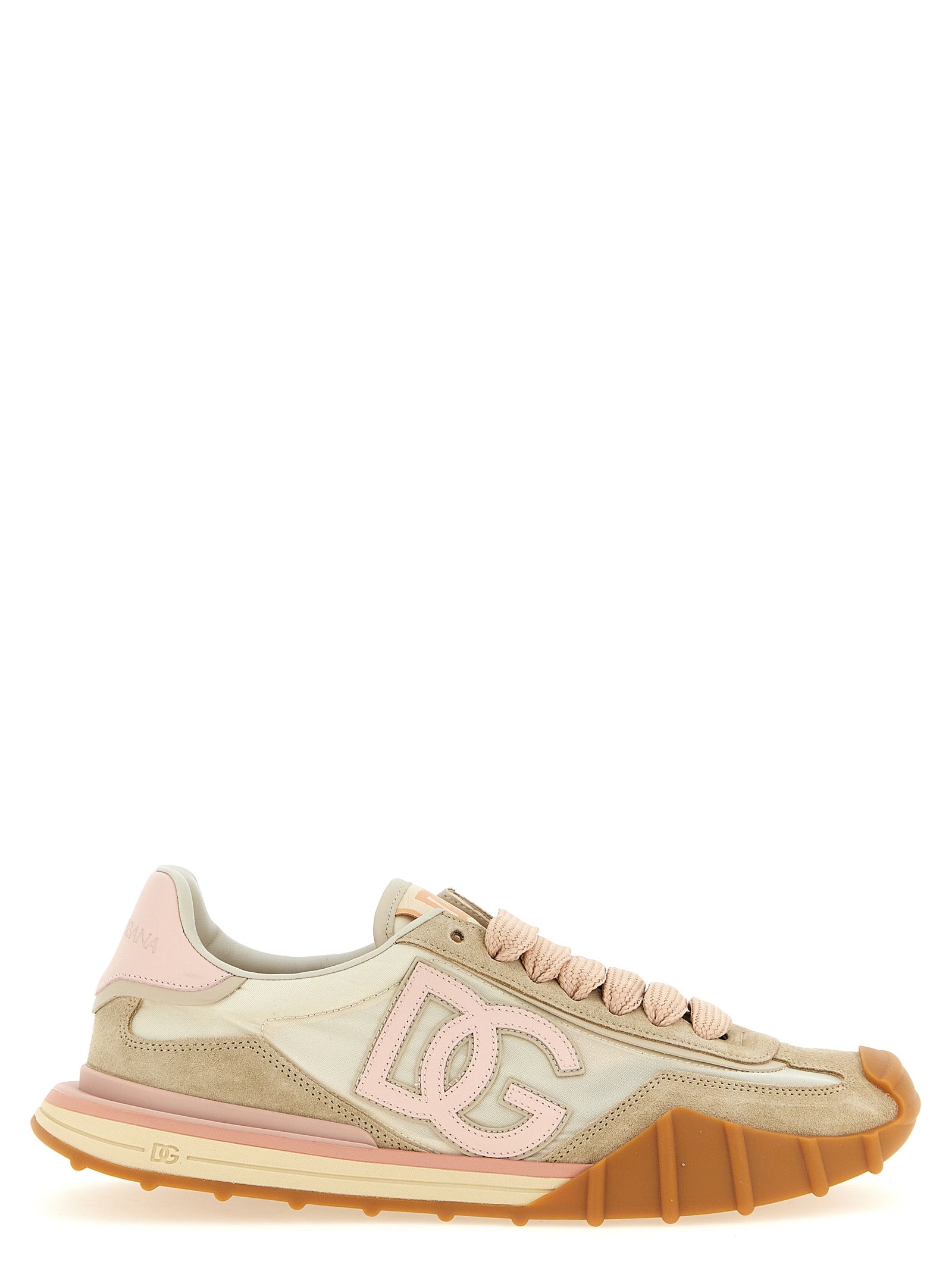 Chaussures de sport multicolores Dolce & Gabbana en polyamide avec semelles épaisses, vue de face.