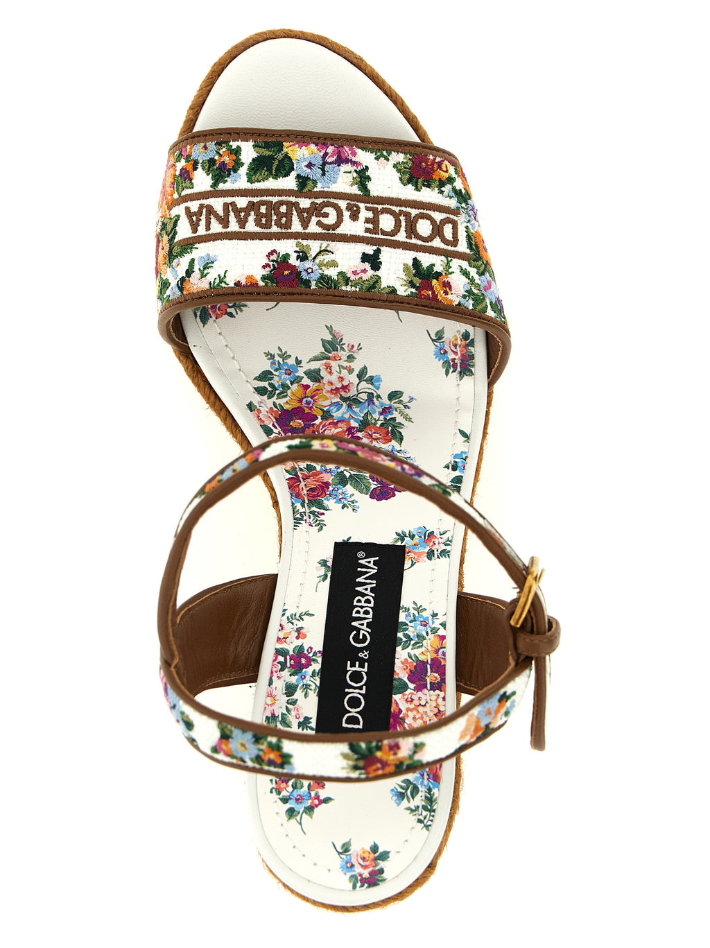 Sandales à talons en polyamide multicolores de Dolce & Gabbana, design élégant avec semelle en wedge.