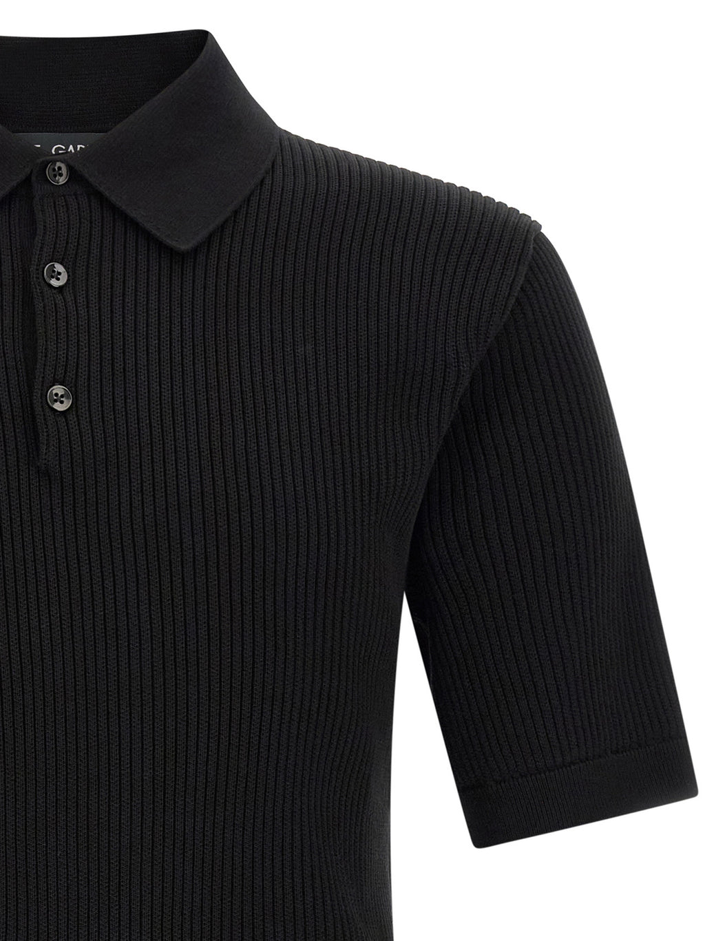 Chemise polo en coton noir de Dolce & Gabbana, style élégant avec col et boutons, vue de face.
