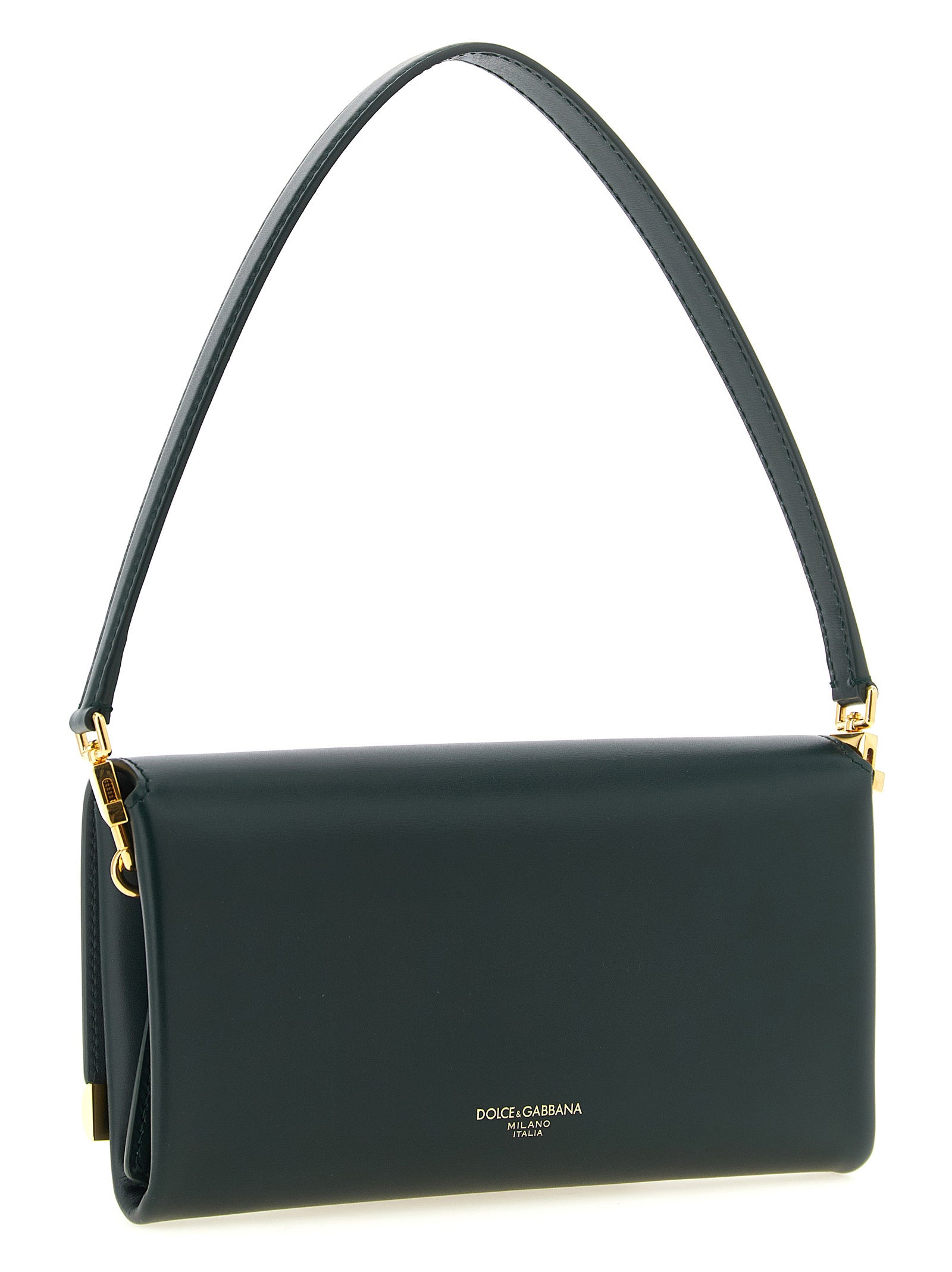 Sac à épaule Dolce & Gabbana en cuir de veau bicolore, avec poignées élégantes et design sophistiqué.