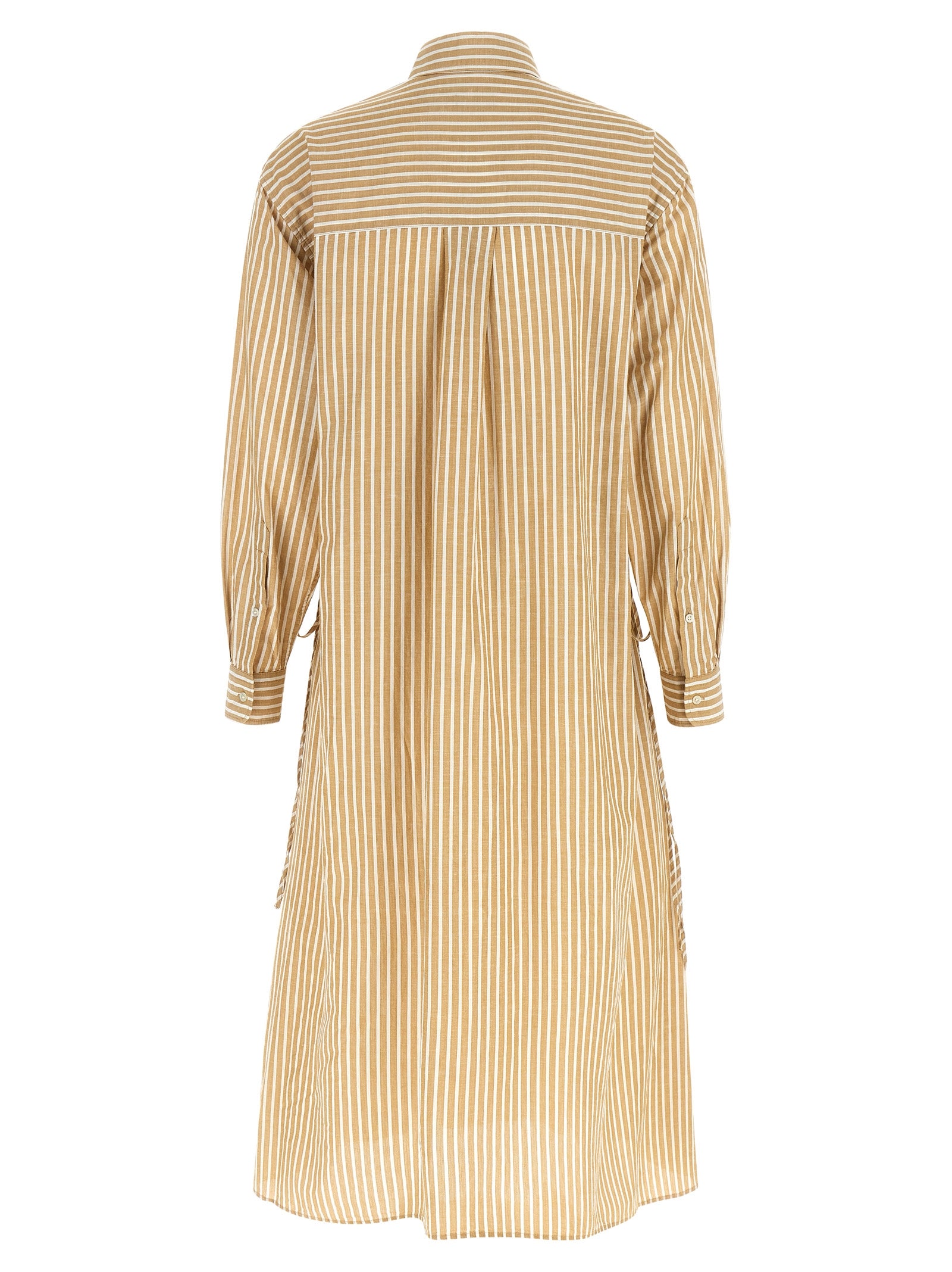 Robe midi en coton beige de Polo Ralph Lauren, élégante et décontractée, avec coupe fluide et détails sophistiqués.
