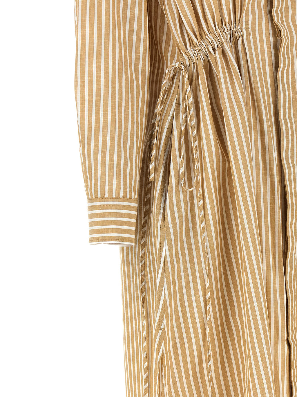 Robe midi en coton beige de Polo Ralph Lauren, style élégant avec col classique et coupe fluide visible sur l'image.