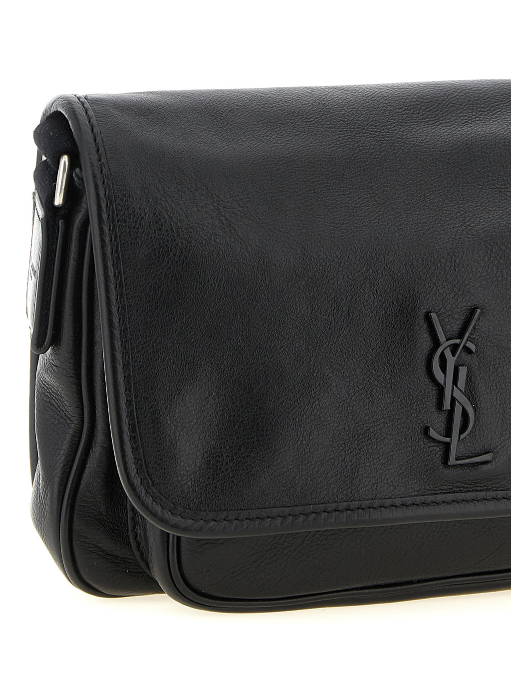 Sac à main bandoulière en cuir de veau noir de Saint Laurent, design élégant et sophistiqué avec détails raffinés